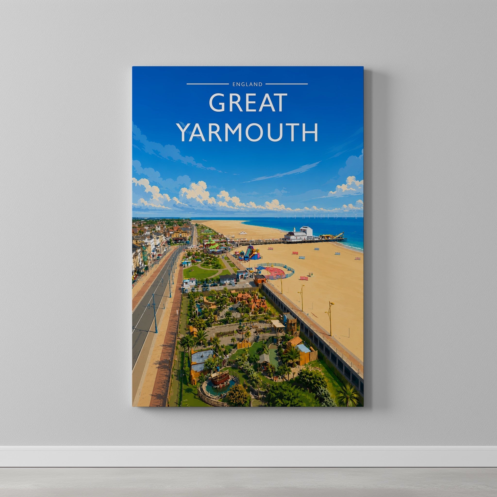 Great Yarmouth #2 Travel Poster as a gallery-wrapped canvas on a plain wall