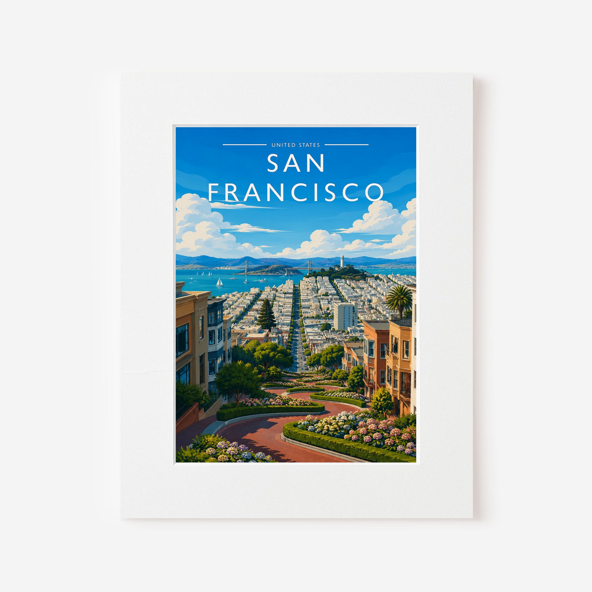 San Francisco Travel Poster in a white mount