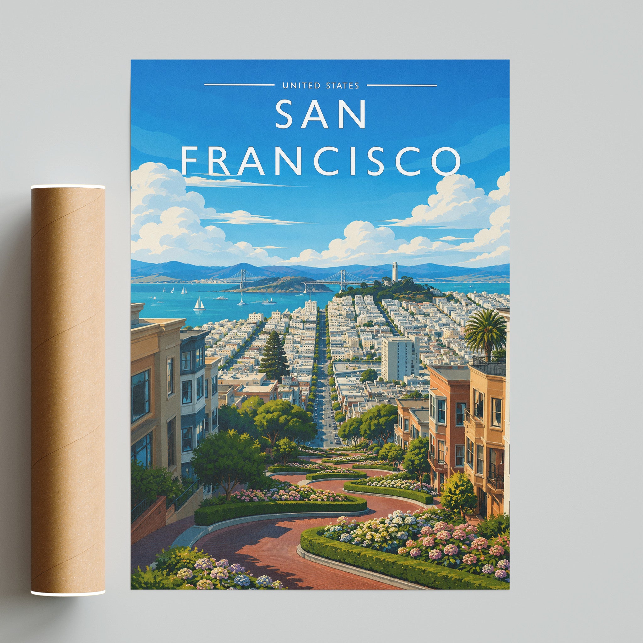 San Francisco Travel Poster - fine art print with shipping tube