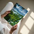 Iguazu Falls Travel Poster - A4 print held in hand