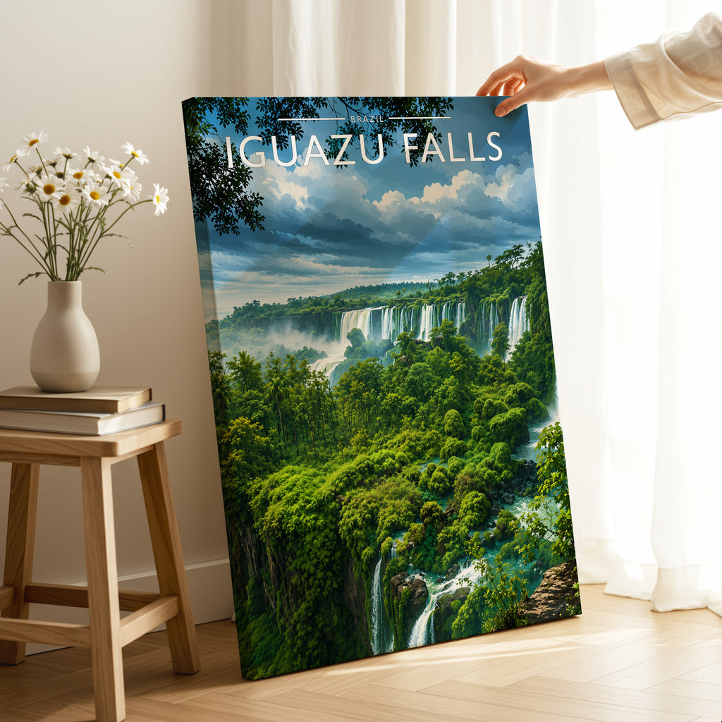 Iguazu Falls Travel Poster as a gallery-wrapped canvas