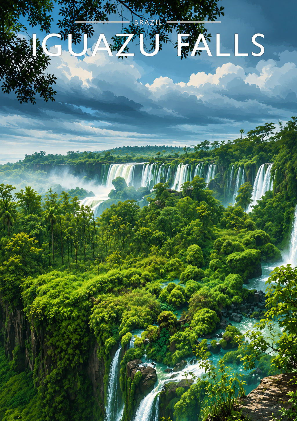 Iguazu Falls Travel Poster - A4 travel poster print