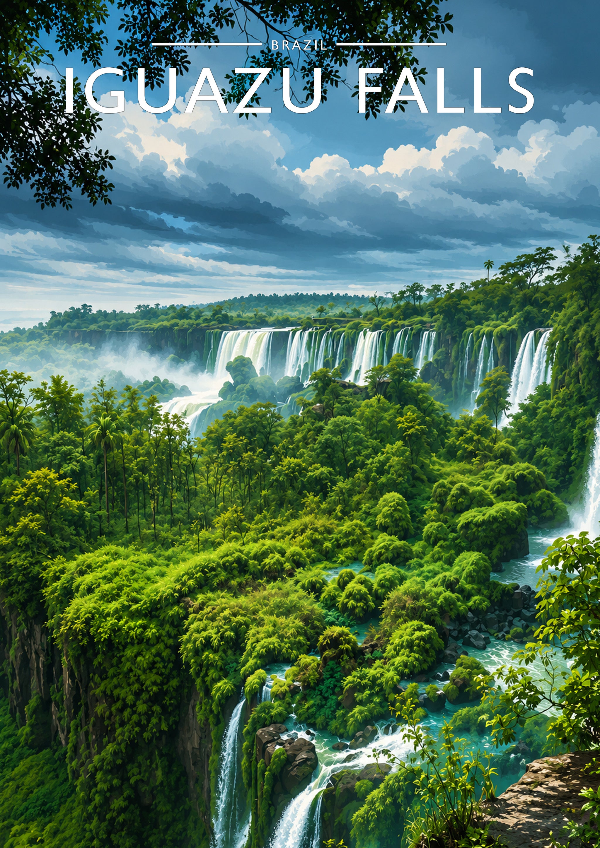 Iguazu Falls Travel Poster - A4 travel poster print