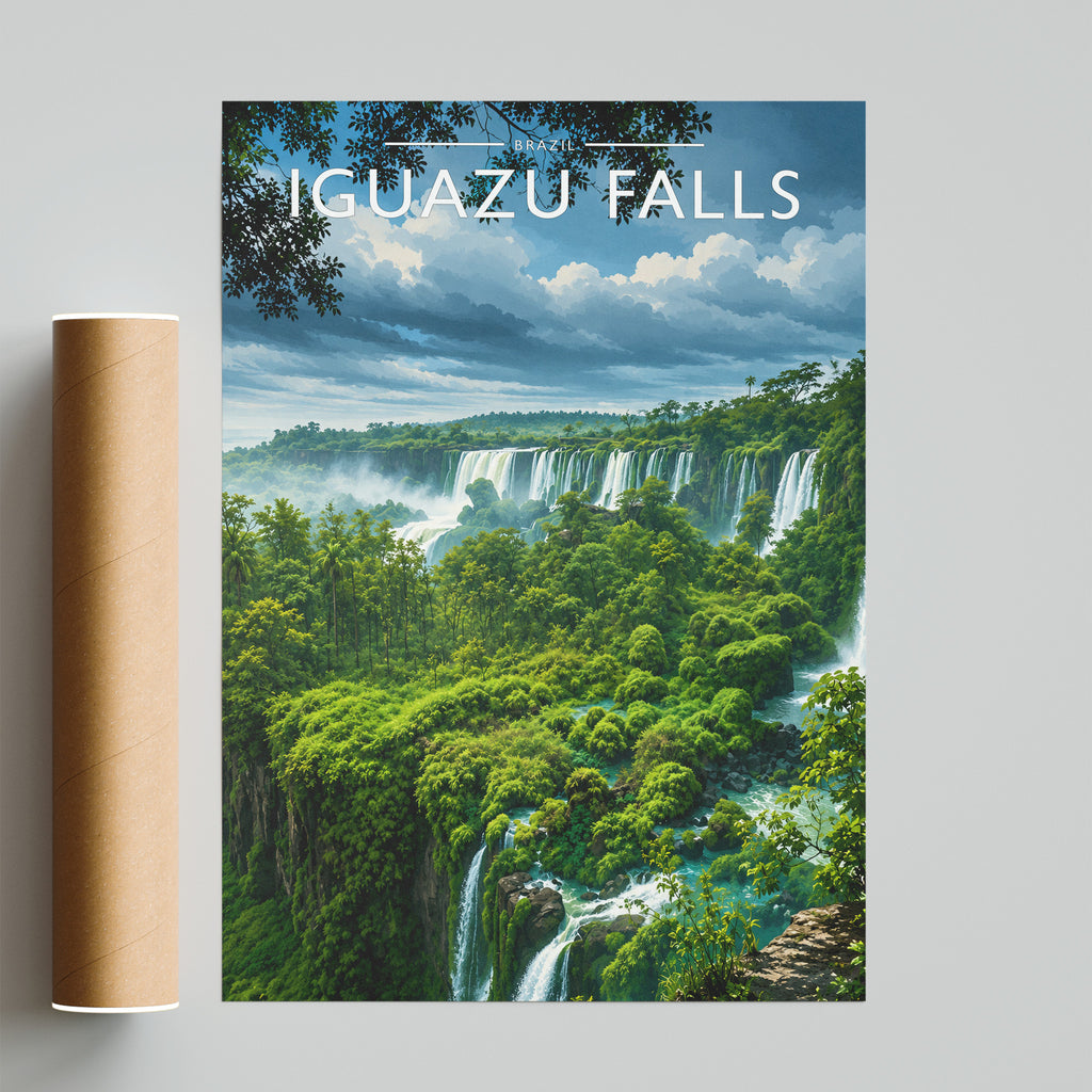 Iguazu Falls Travel Poster - fine art print with shipping tube