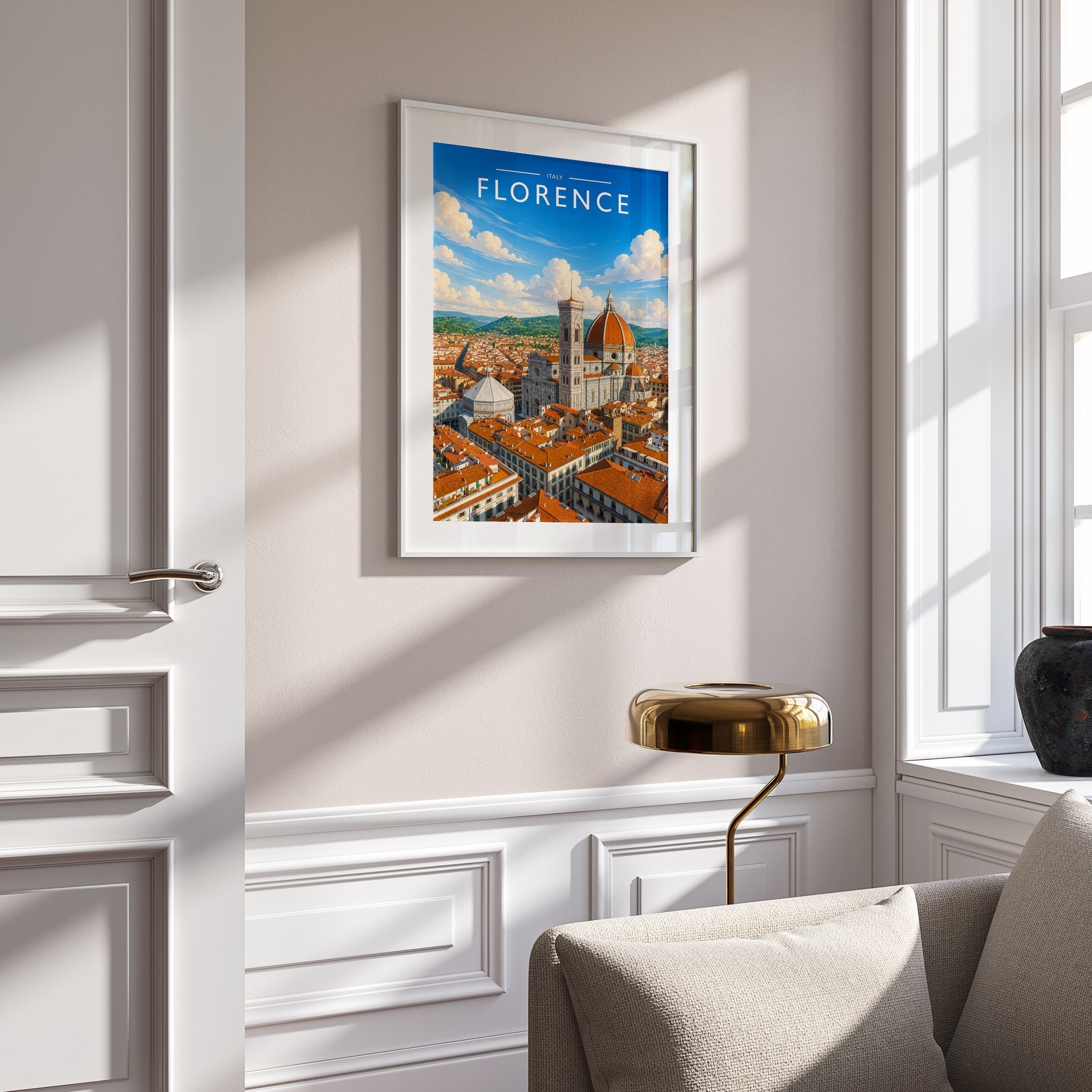 Florence #2 Travel Poster mounted in a white frame