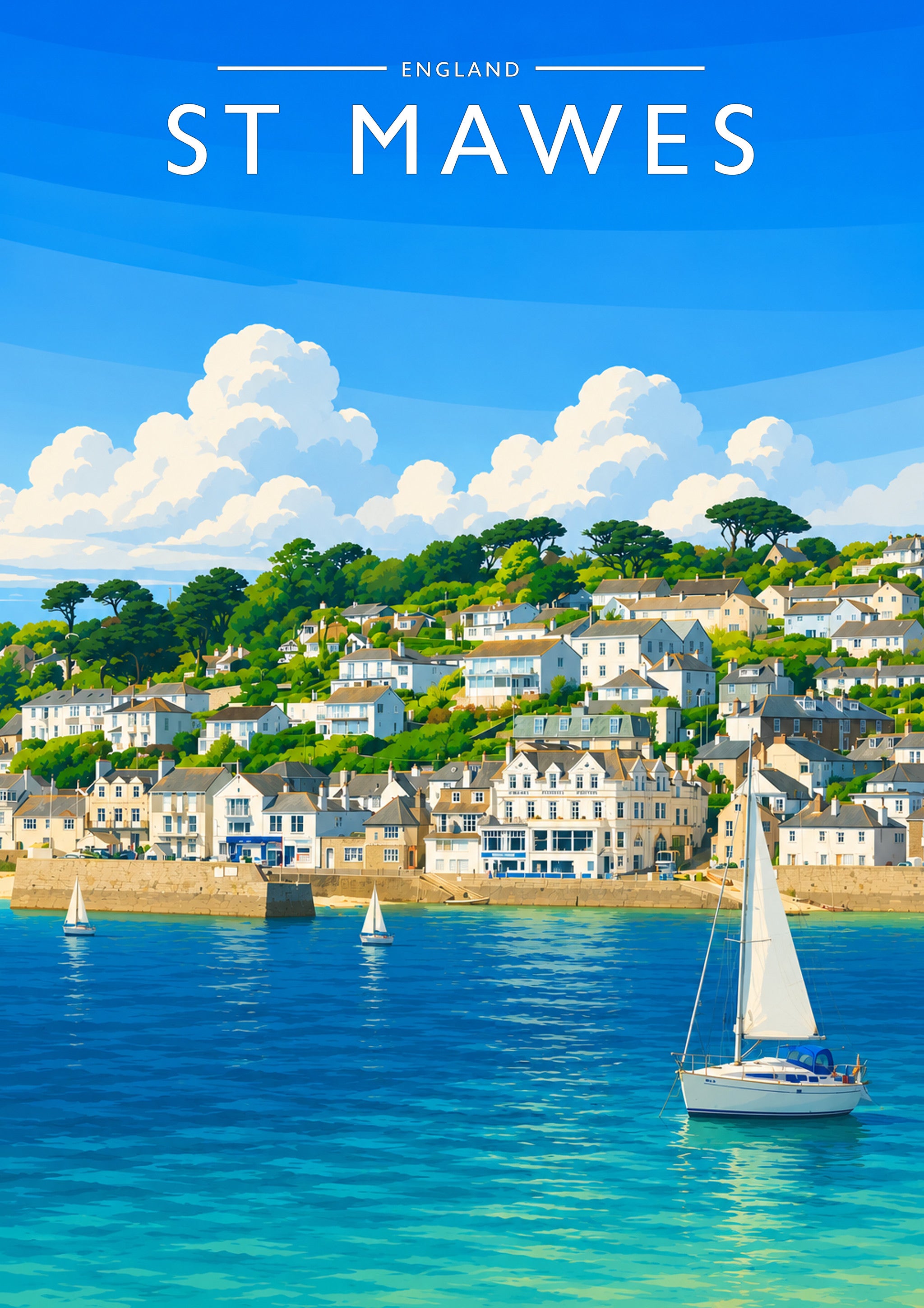 St Mawes Travel Poster - A4 travel poster print