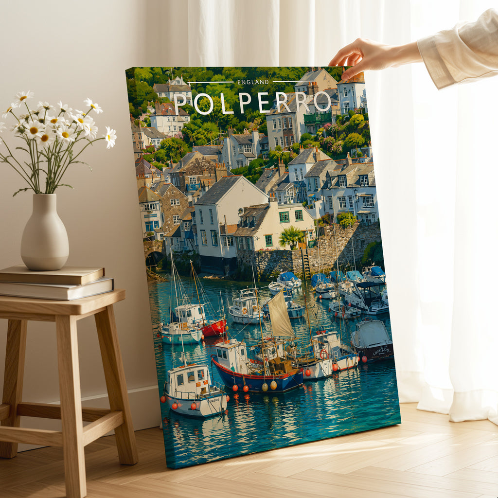 Polperro Travel Poster as a gallery-wrapped canvas