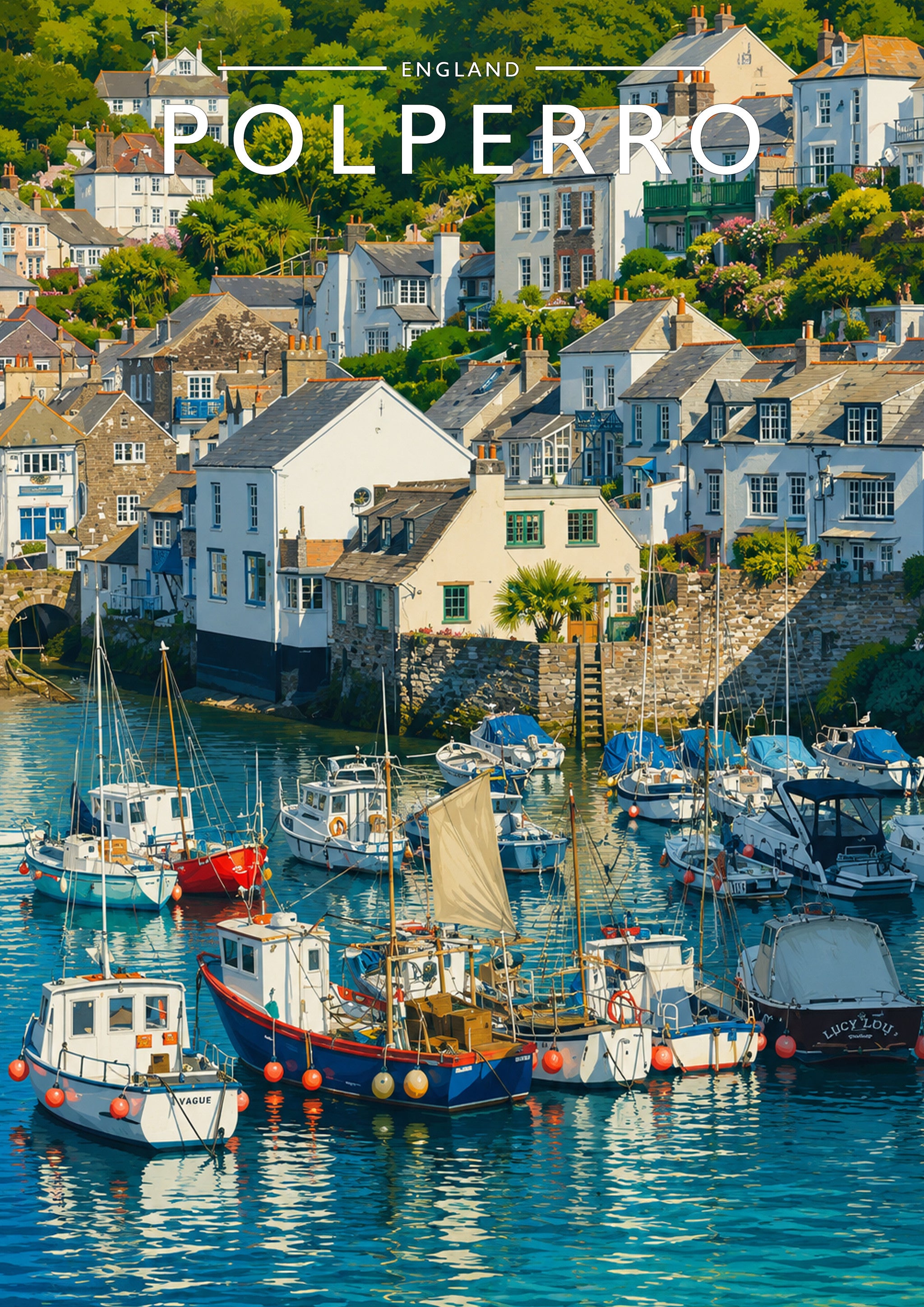 Polperro Travel Poster - A4 travel poster print