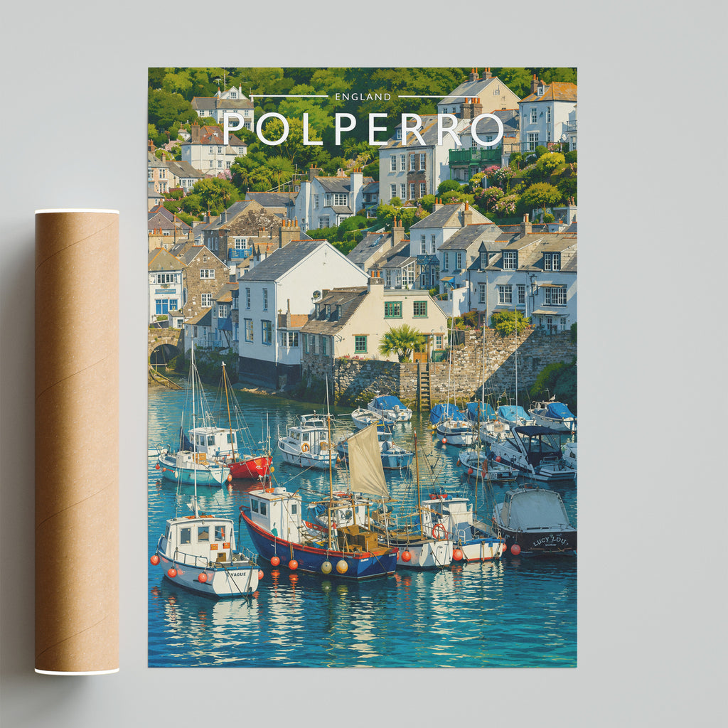 Polperro Travel Poster - fine art print with shipping tube