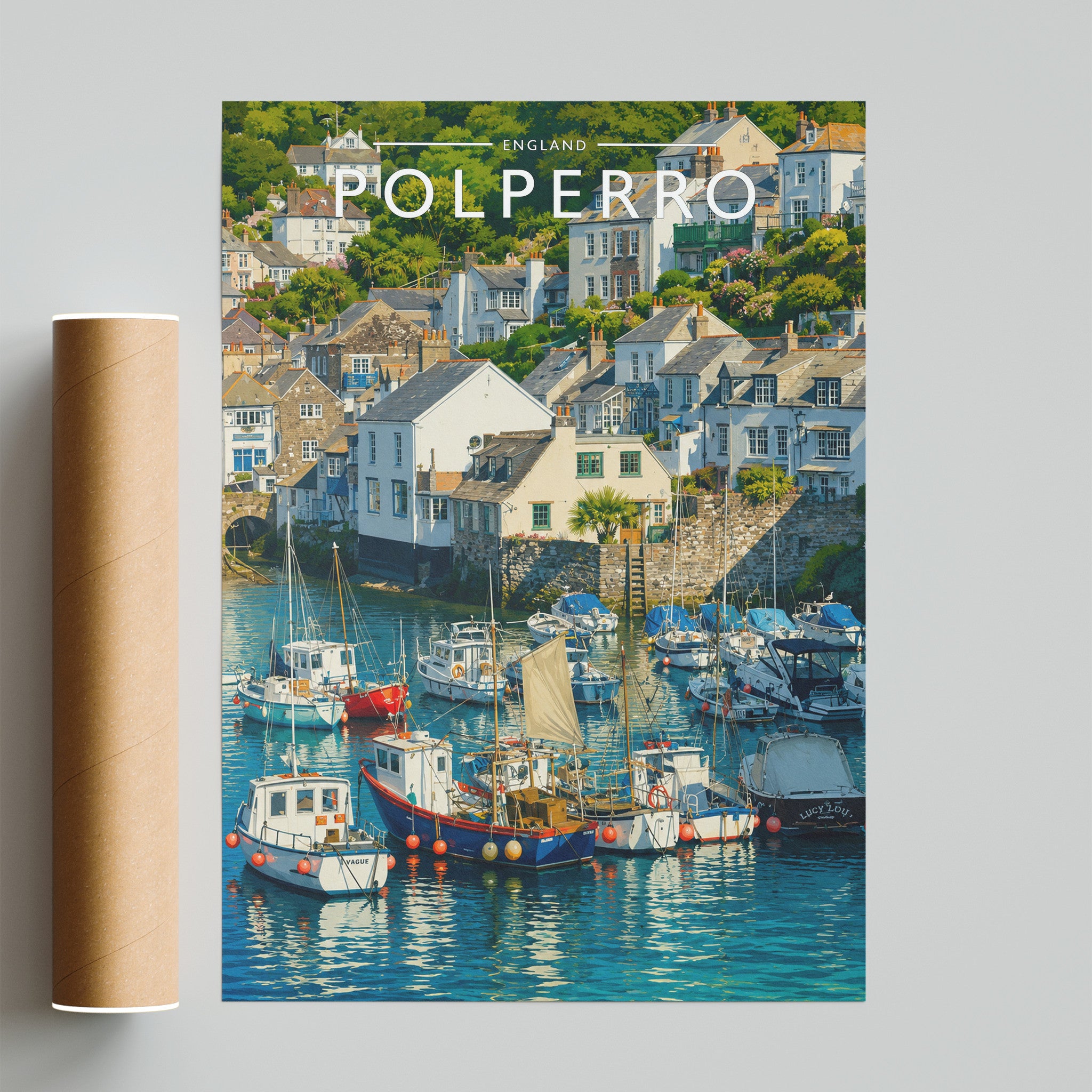 Polperro Travel Poster - fine art print with shipping tube