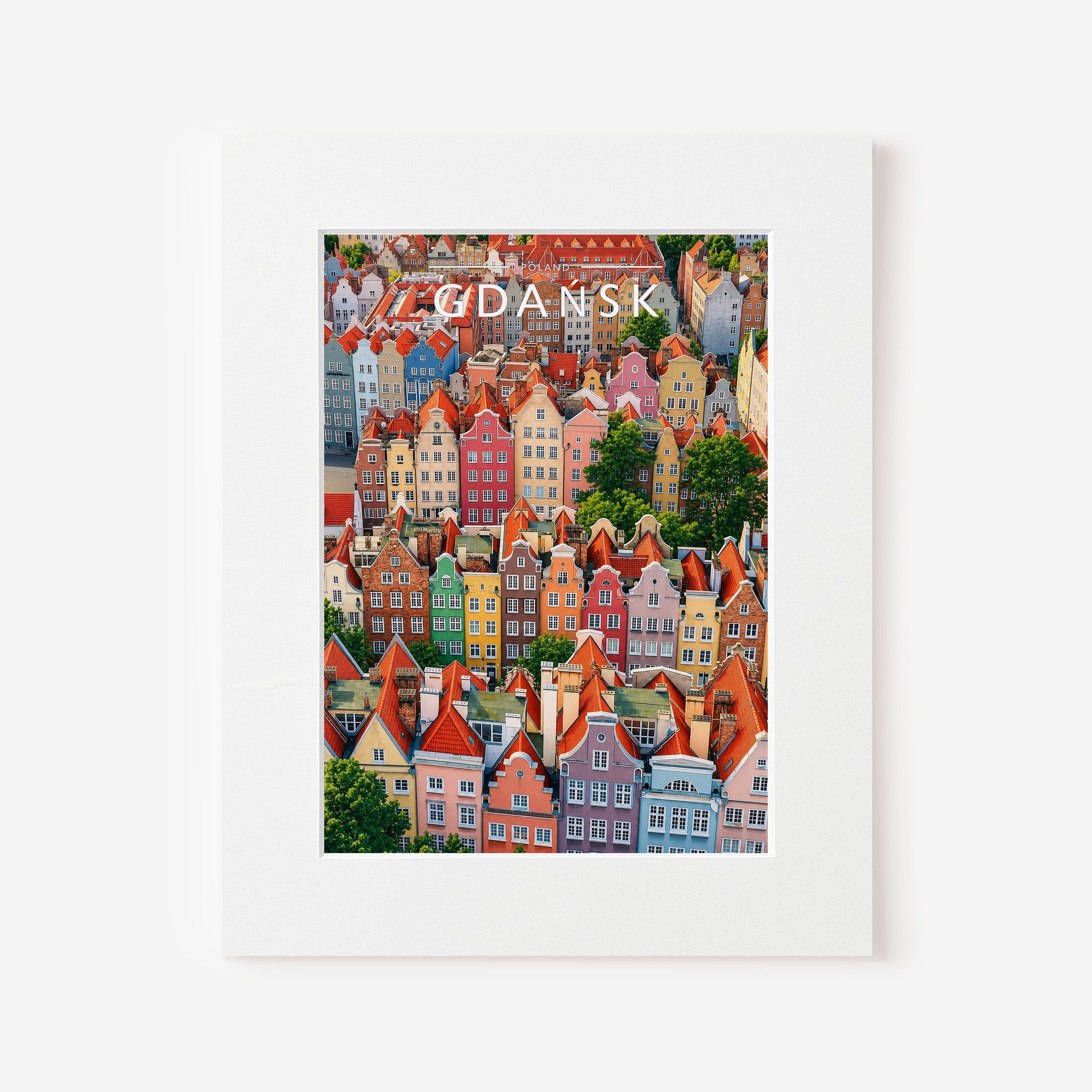 Gdańsk Travel Poster in a white mount
