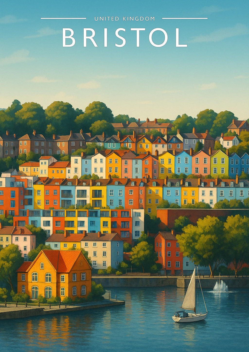Bristol Travel Poster - A4 travel poster print
