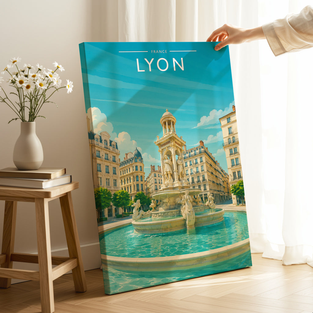 Lyon #2 Travel Poster as a gallery-wrapped canvas