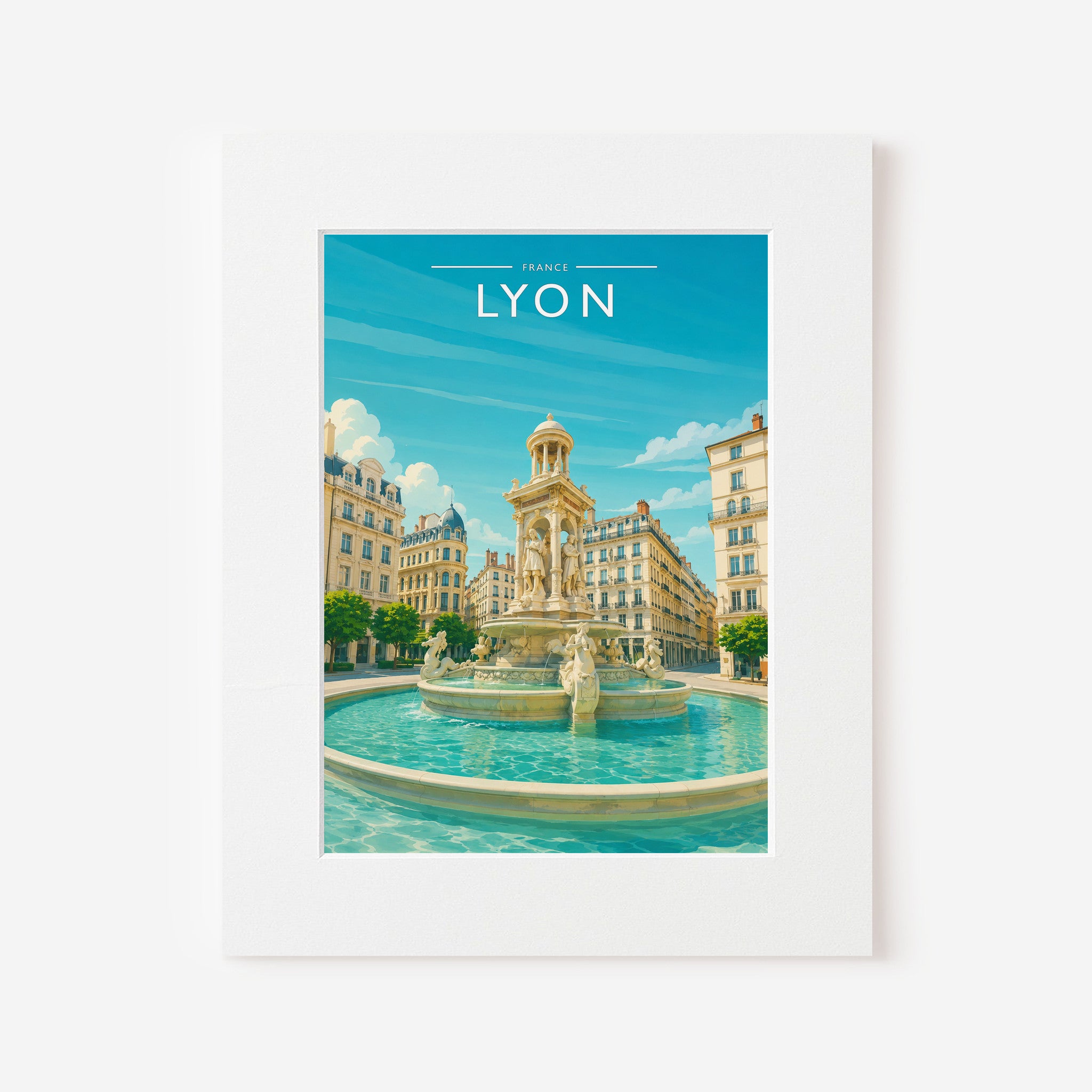 Lyon #2 Travel Poster in a white mount