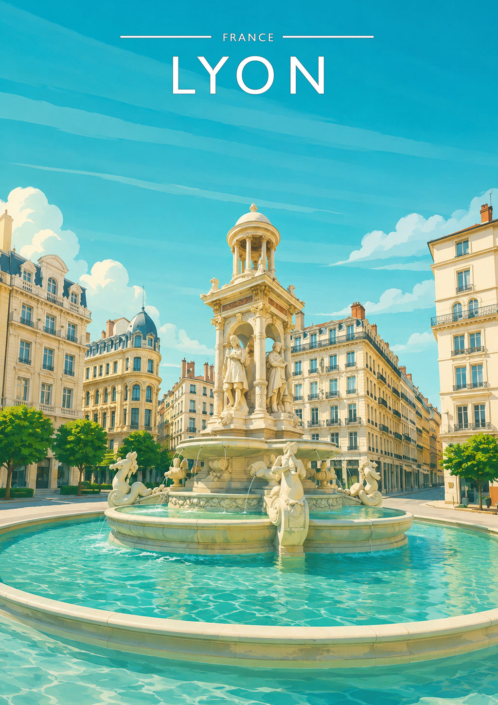 Lyon #2 Travel Poster - A4 travel poster print