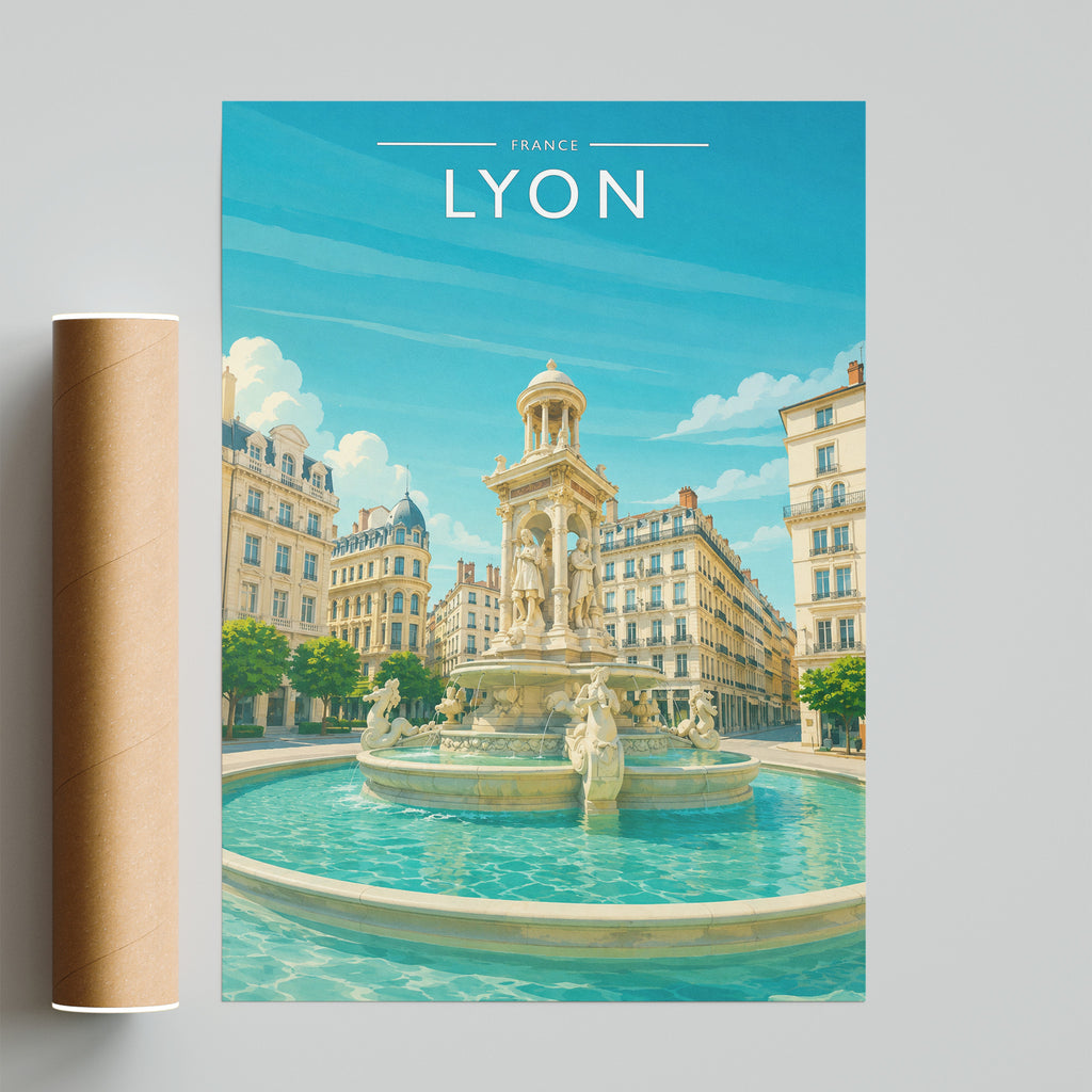 Lyon #2 Travel Poster - fine art print with shipping tube