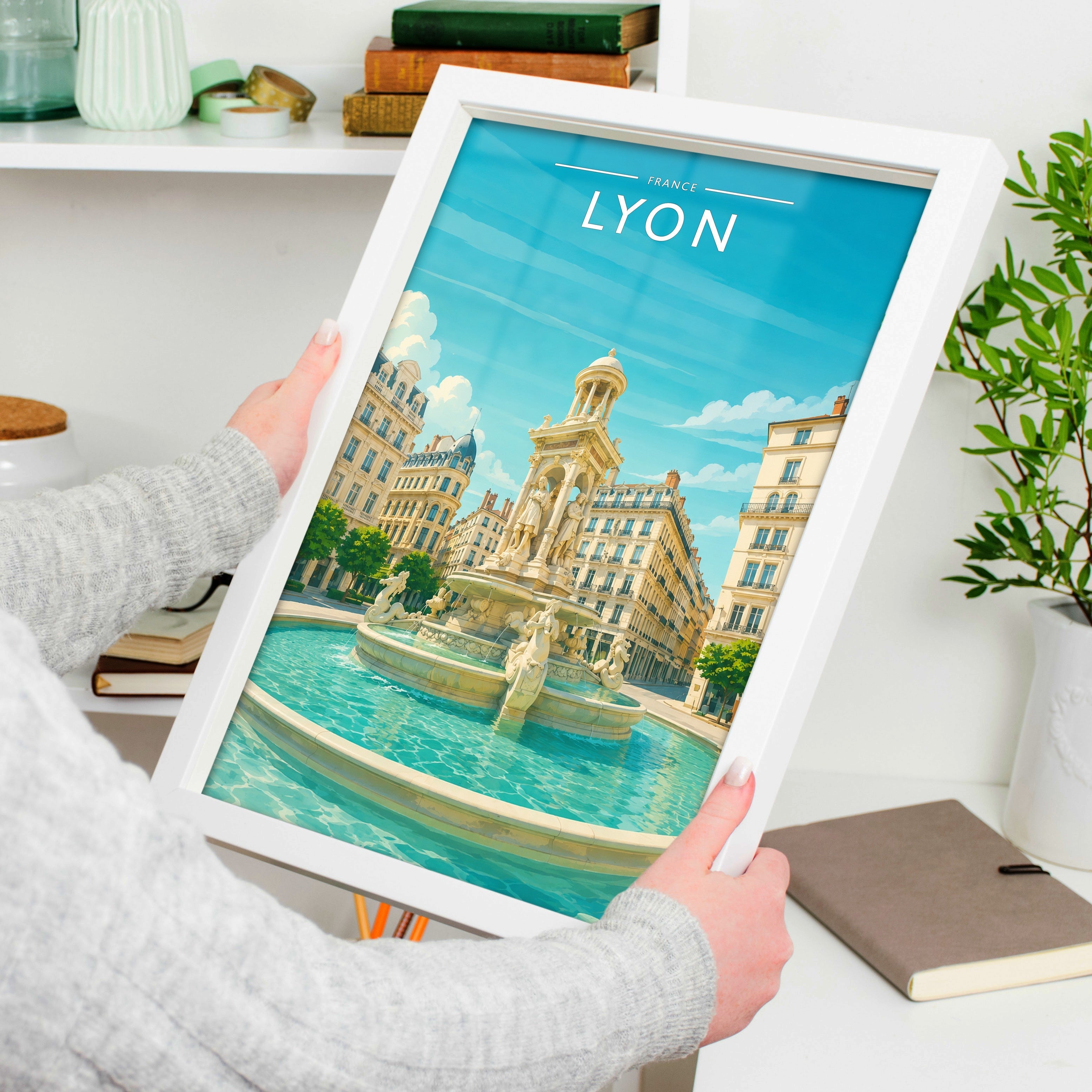 Lyon #2 Travel Poster held in a white frame