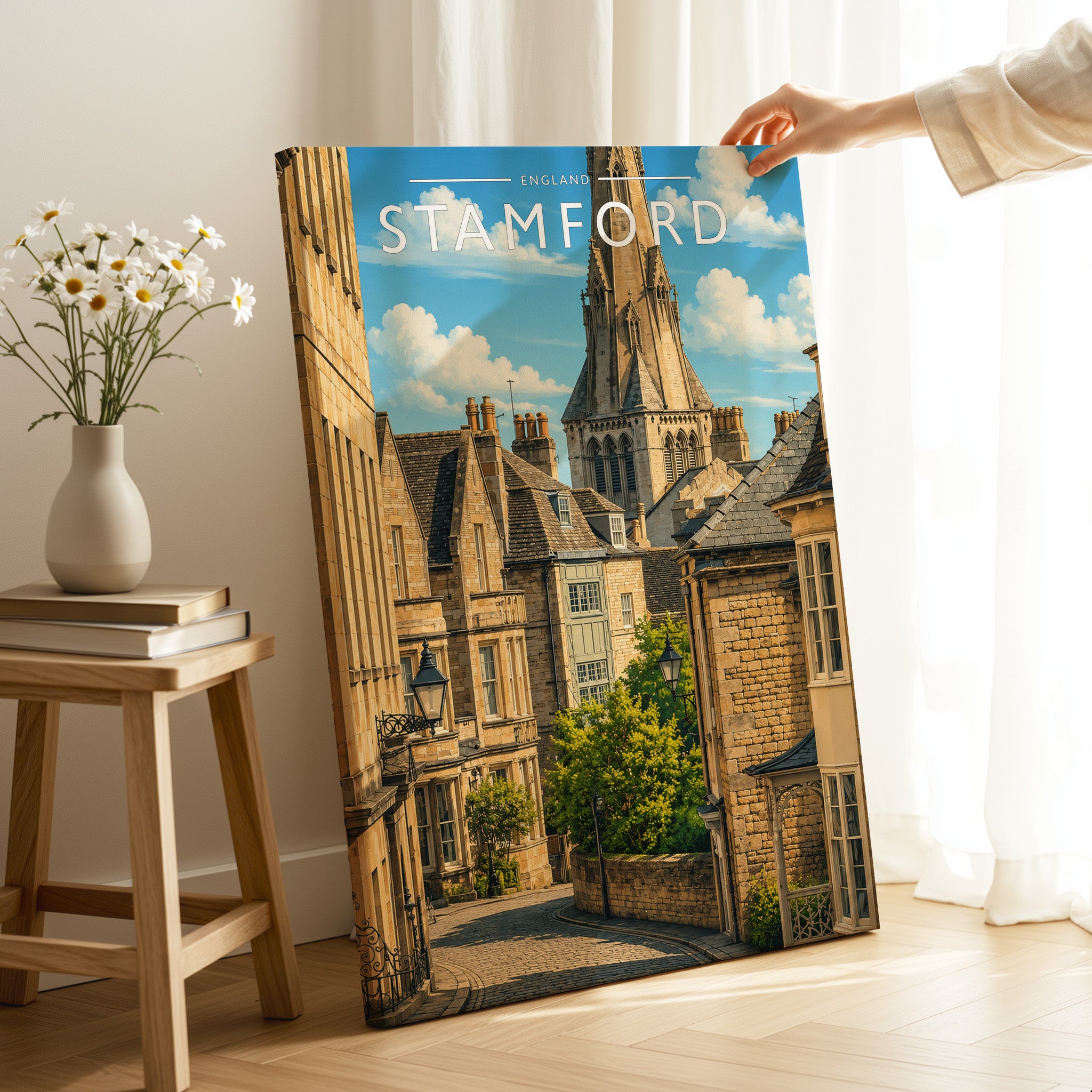 Stamford #13 Travel Poster as a gallery-wrapped canvas