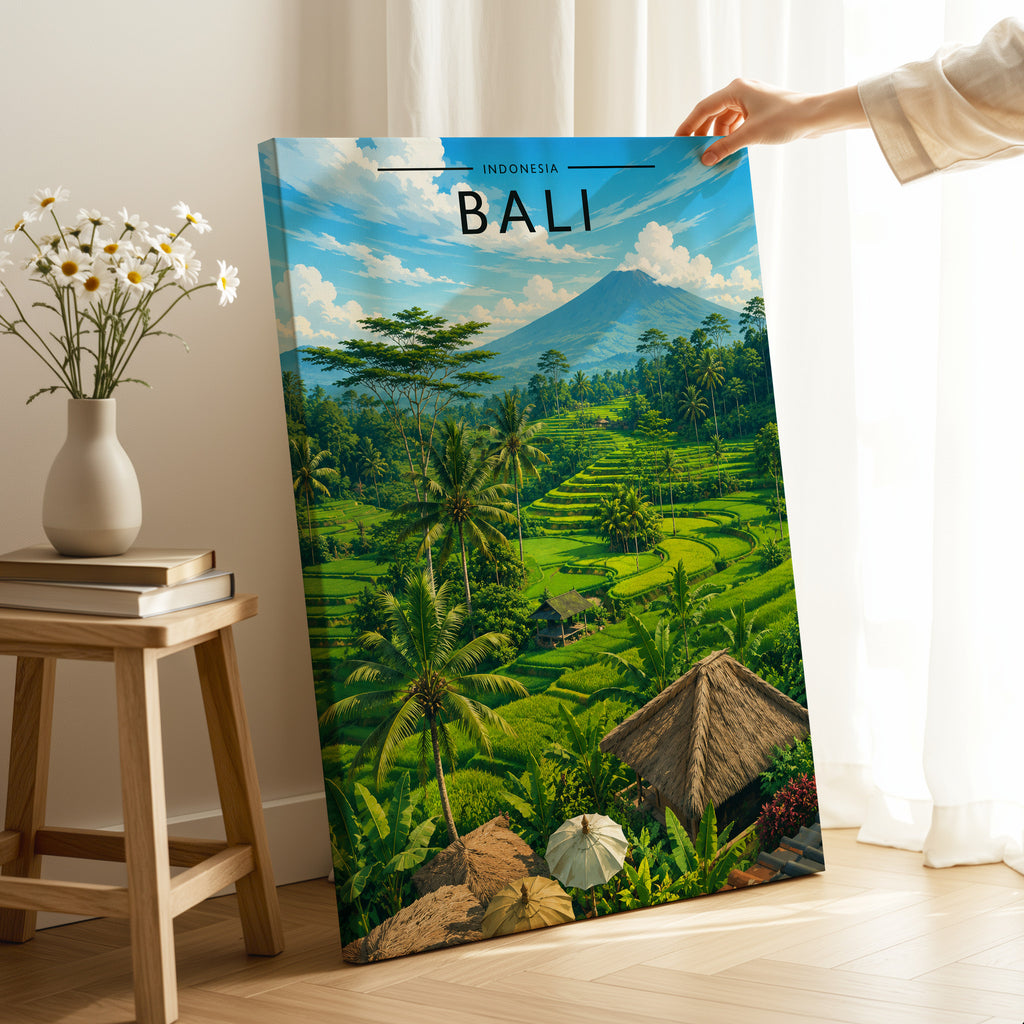 Bali Travel Poster as a gallery-wrapped canvas
