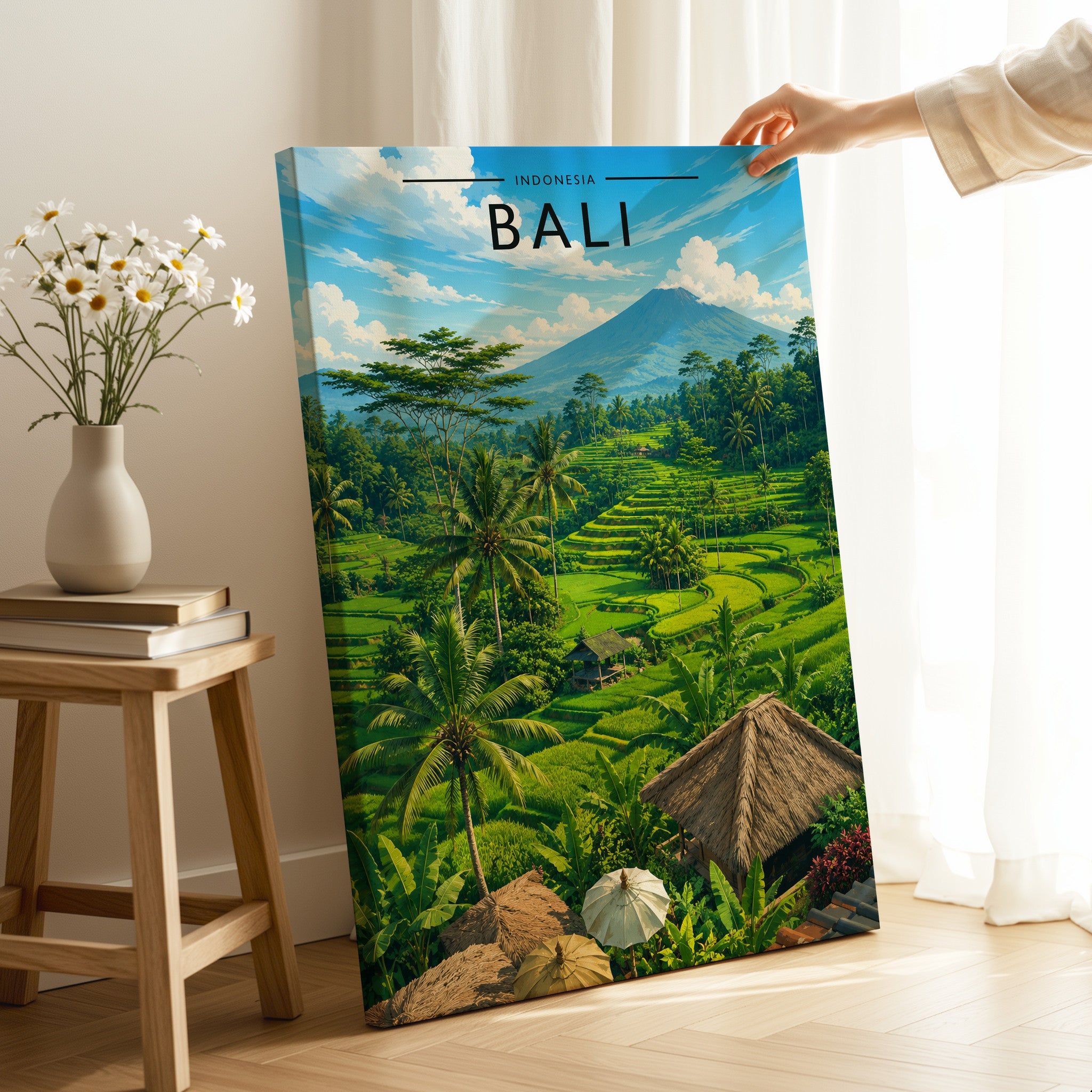 Bali Travel Poster as a gallery-wrapped canvas