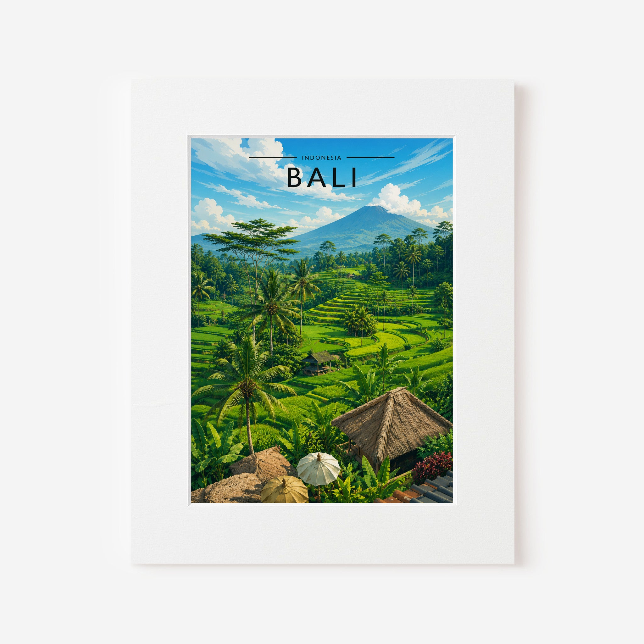 Bali Travel Poster in a white mount