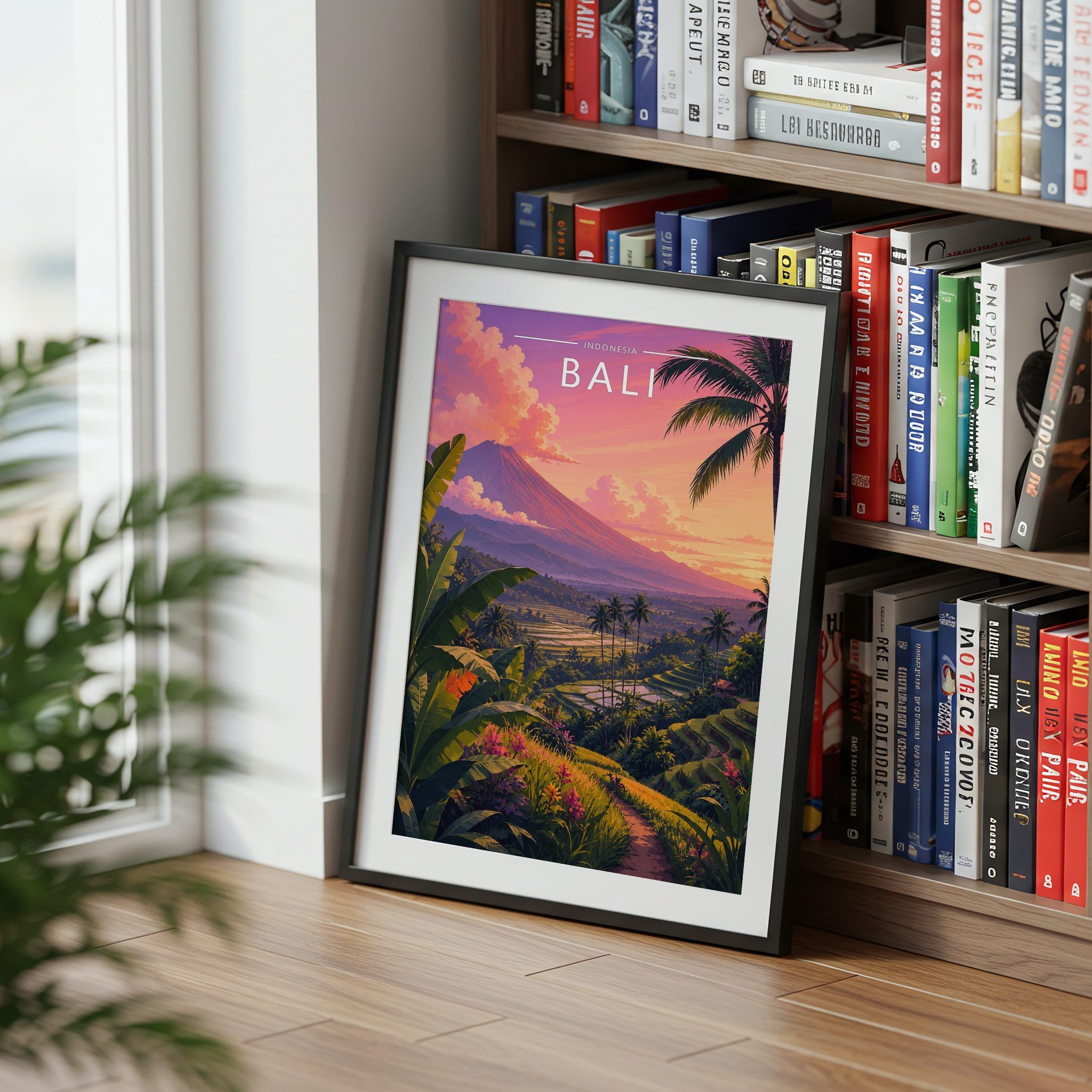 Bali #2 Travel Poster mounted in a black frame