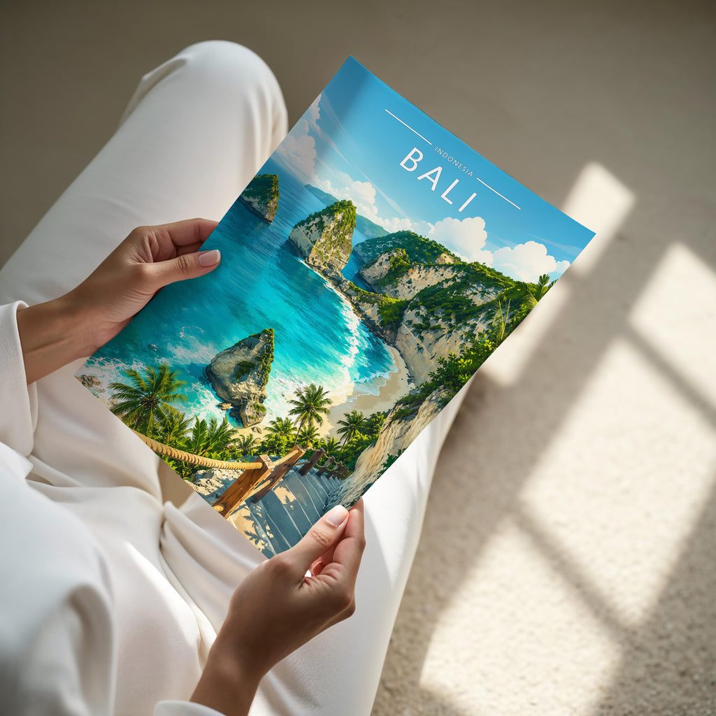 Bali #3 Travel Poster - A4 print held in hand