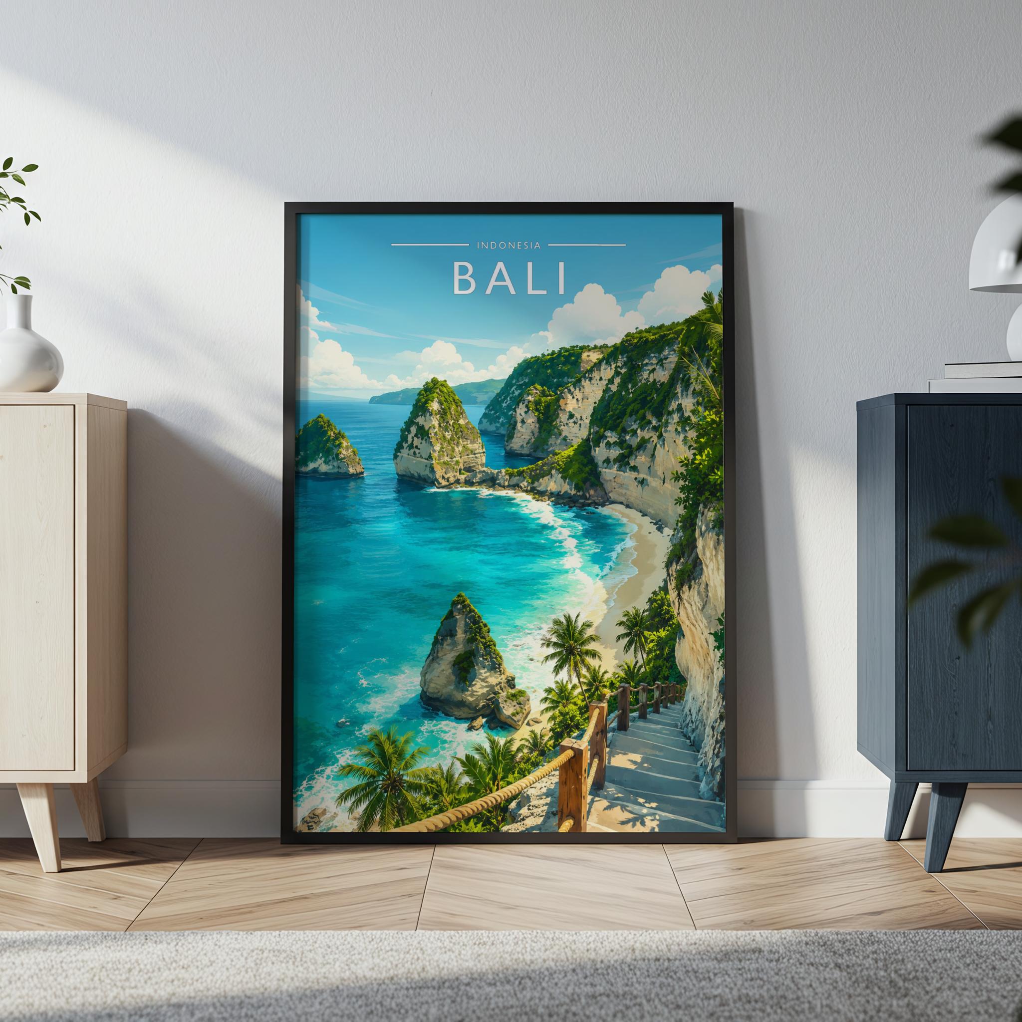 Bali #3 Travel Poster in a black frame