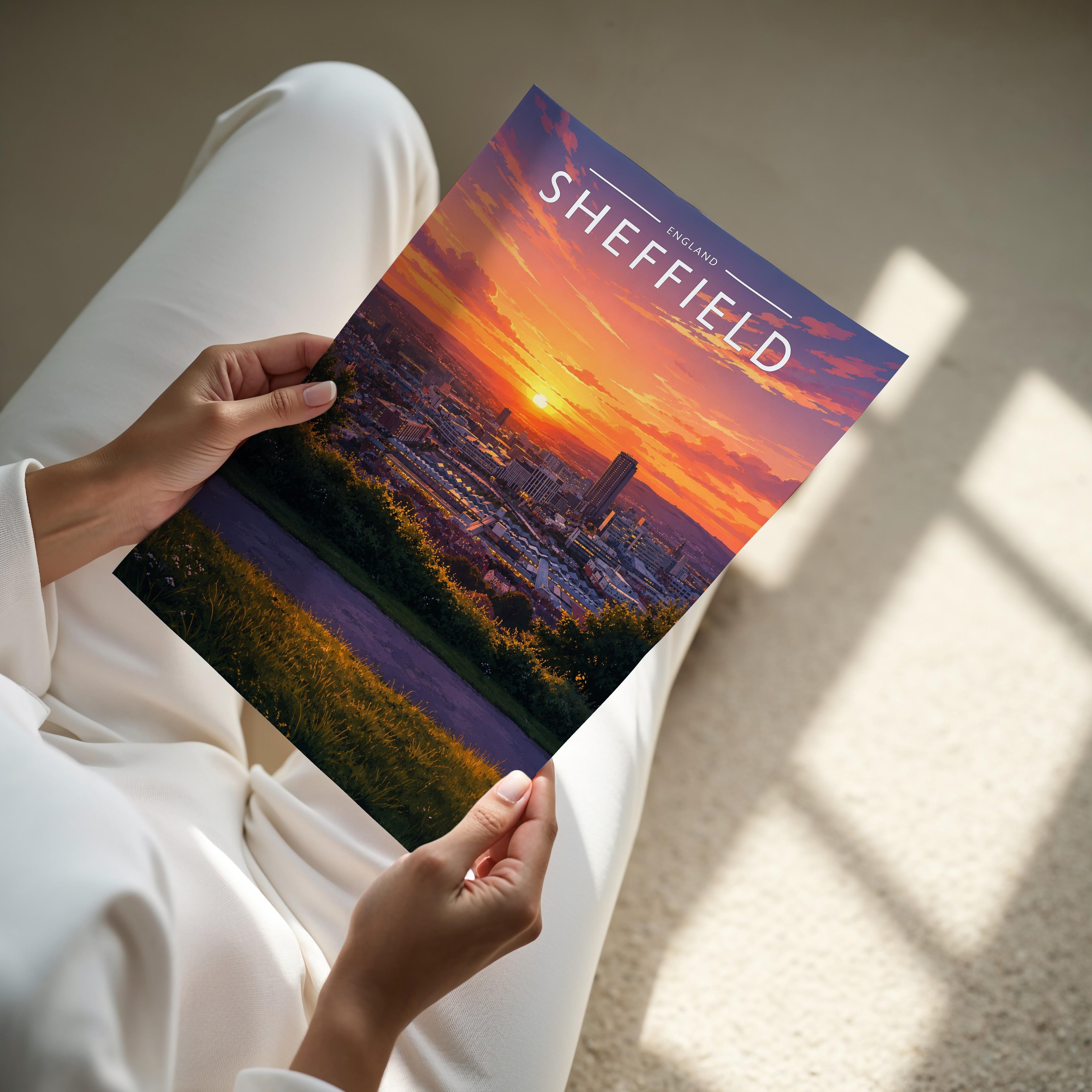Sheffield #2 Travel Poster - A4 print held in hand