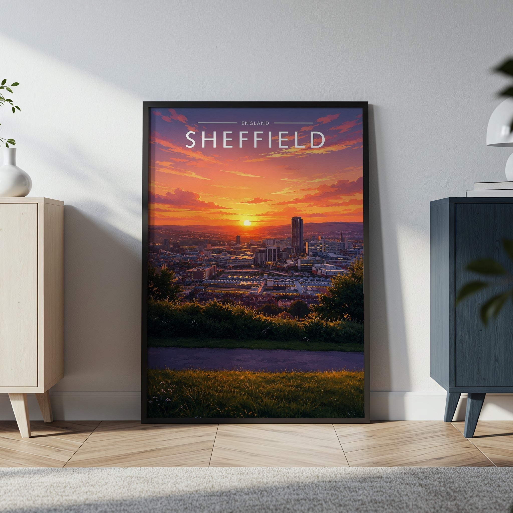 Sheffield #2 Travel Poster in a black frame