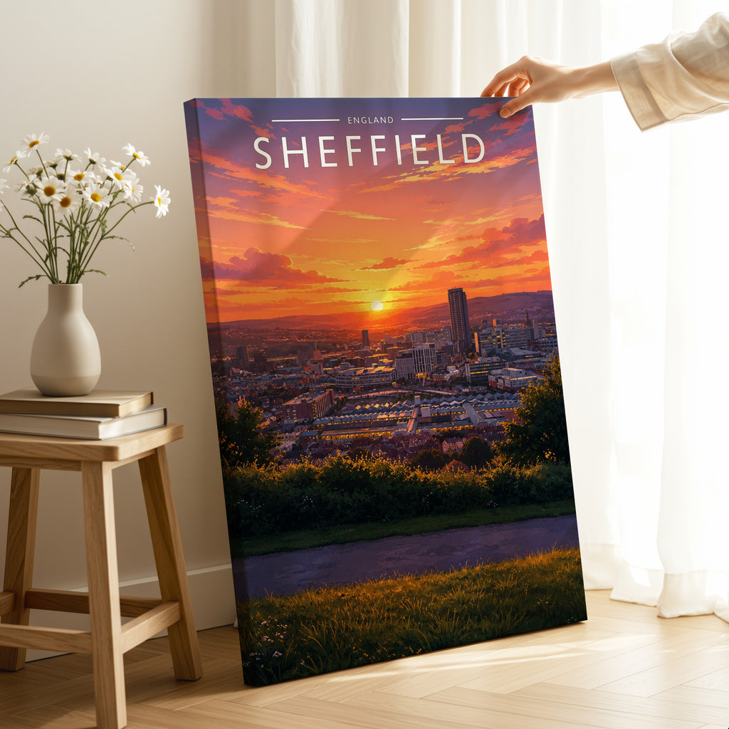 Sheffield #2 Travel Poster as a gallery-wrapped canvas