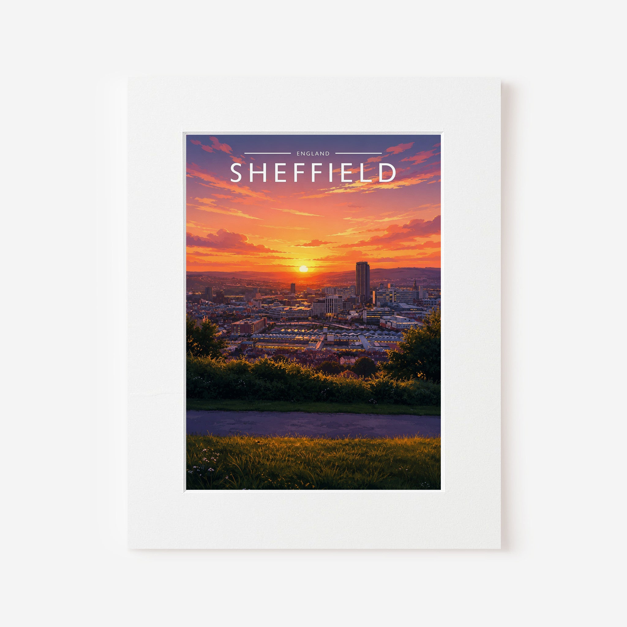 Sheffield #2 Travel Poster in a white mount