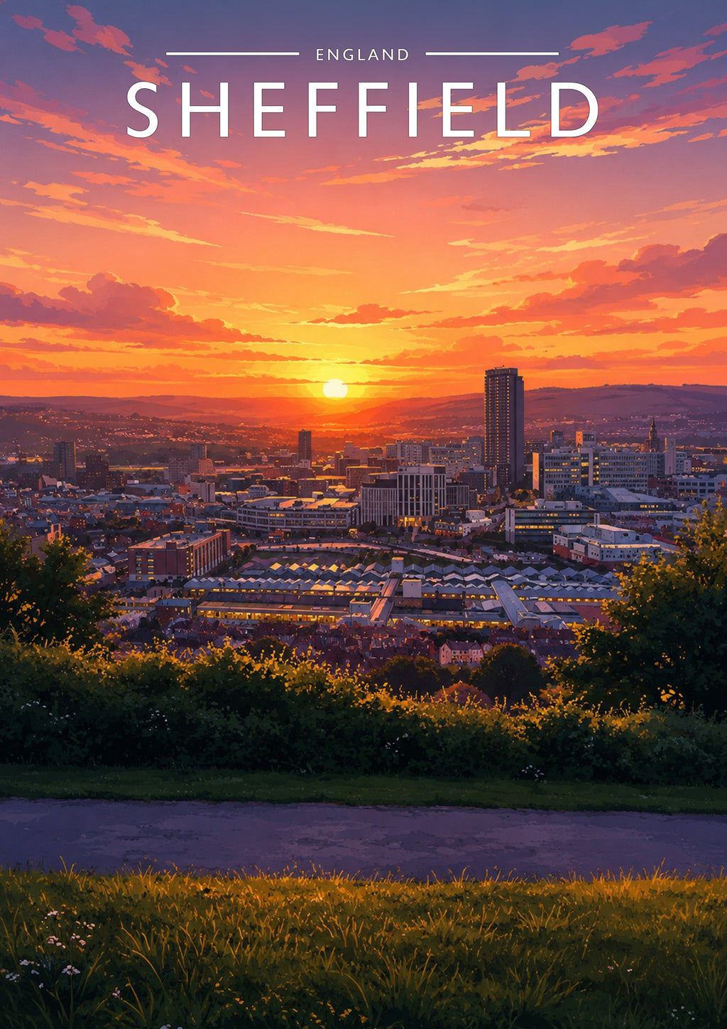 Sheffield #2 Travel Poster - A4 travel poster print