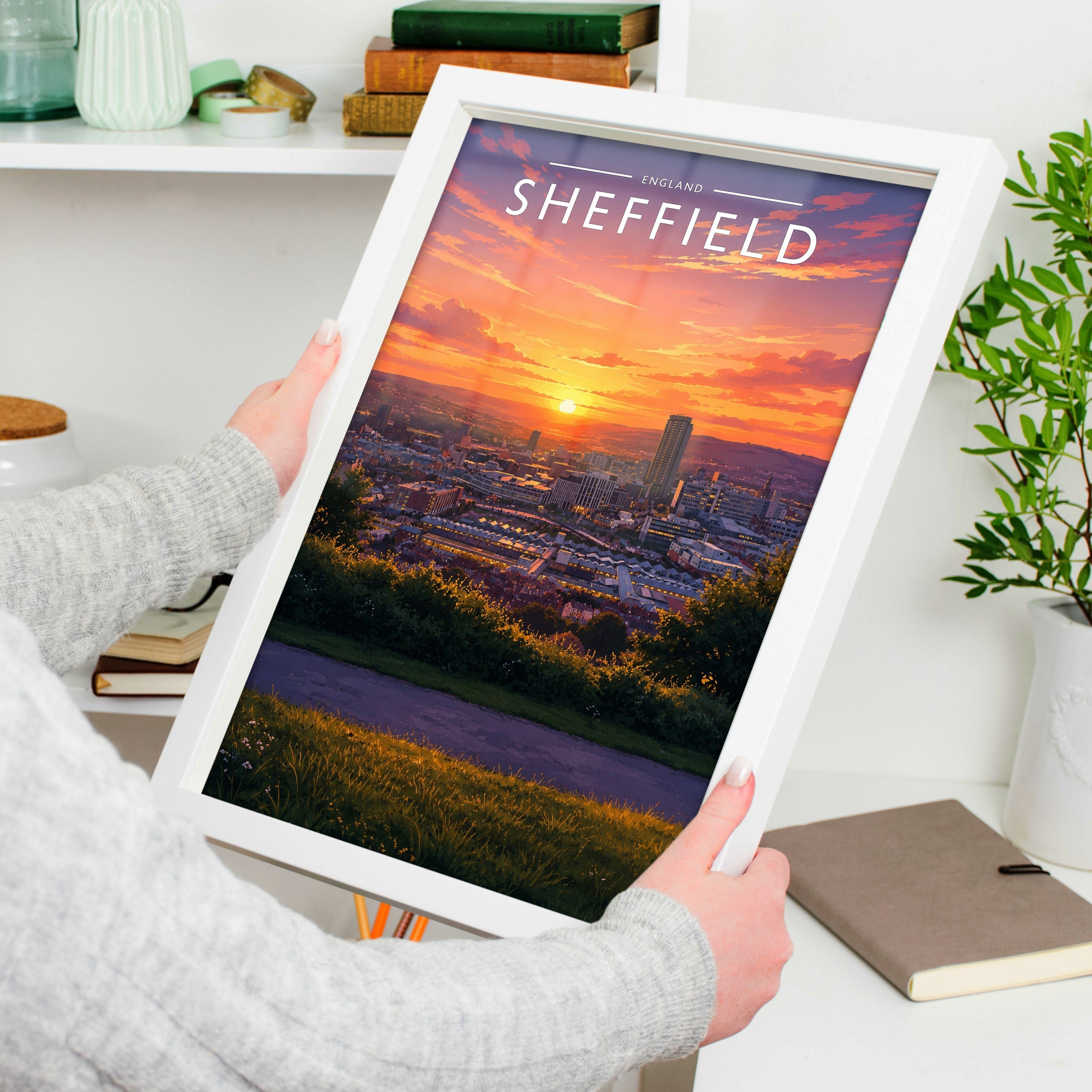 Sheffield #2 Travel Poster held in a white frame