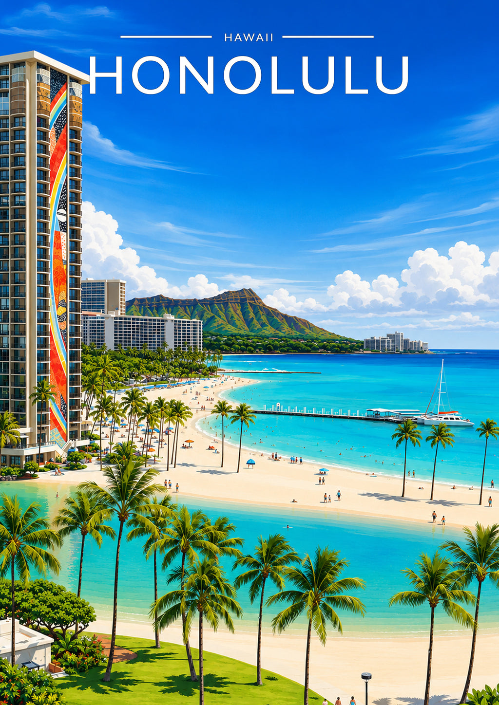 Honolulu #2 Travel Poster - A4 travel poster print