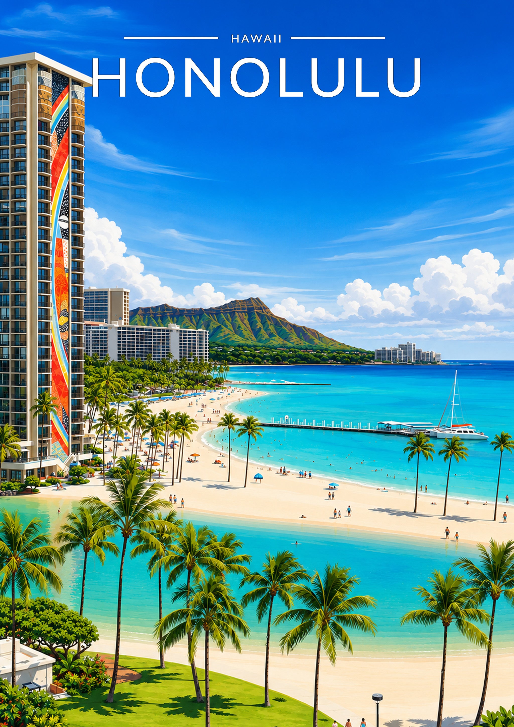 Honolulu #2 Travel Poster - A4 travel poster print