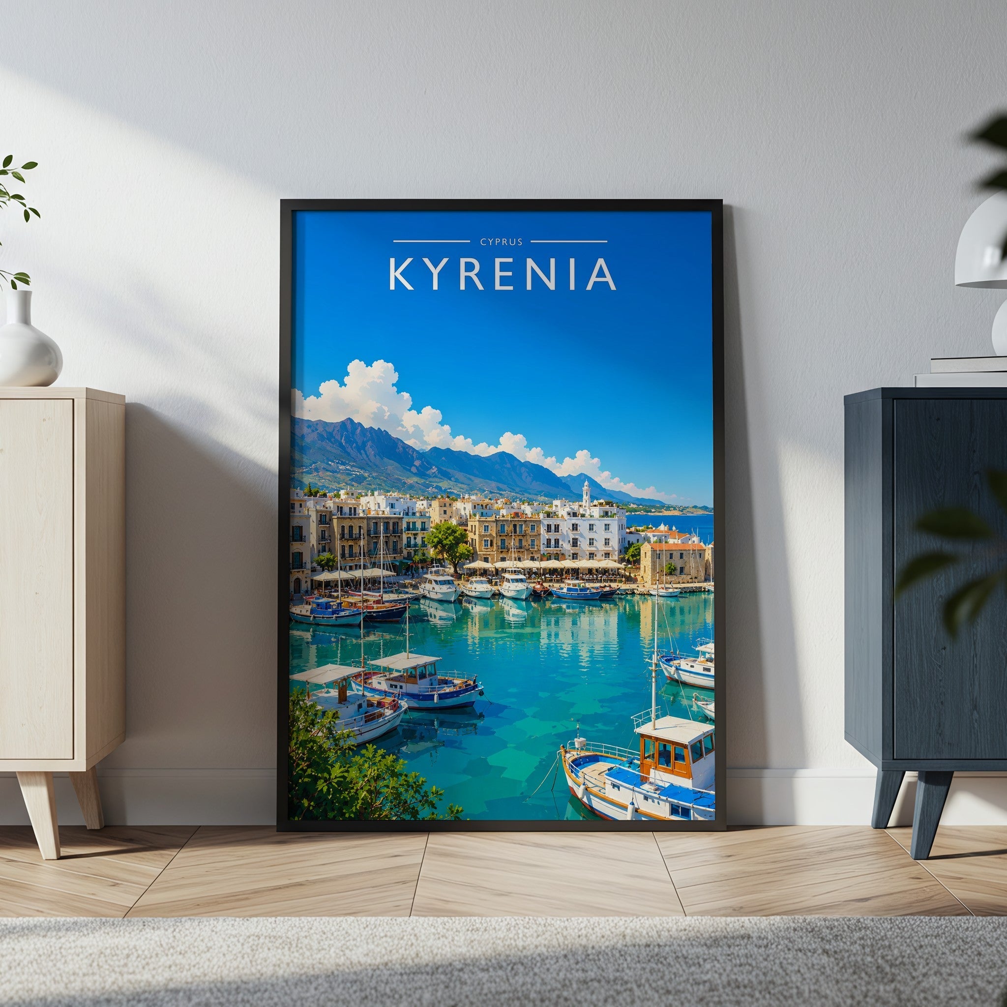Kyrenia Travel Poster in a black frame