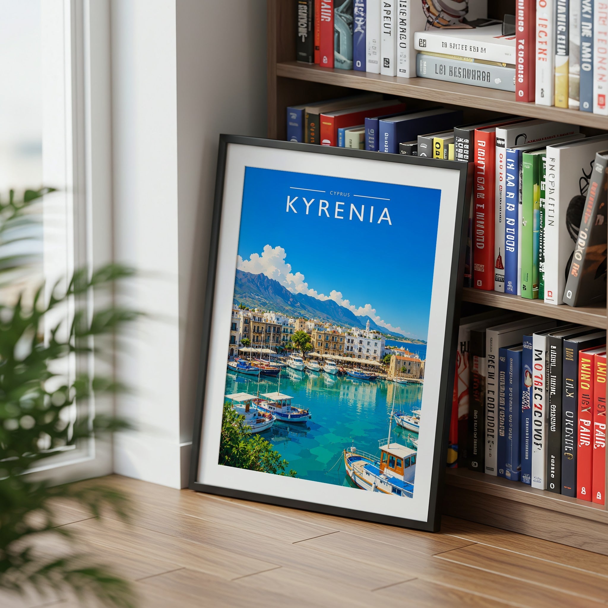 Kyrenia Travel Poster mounted in a black frame