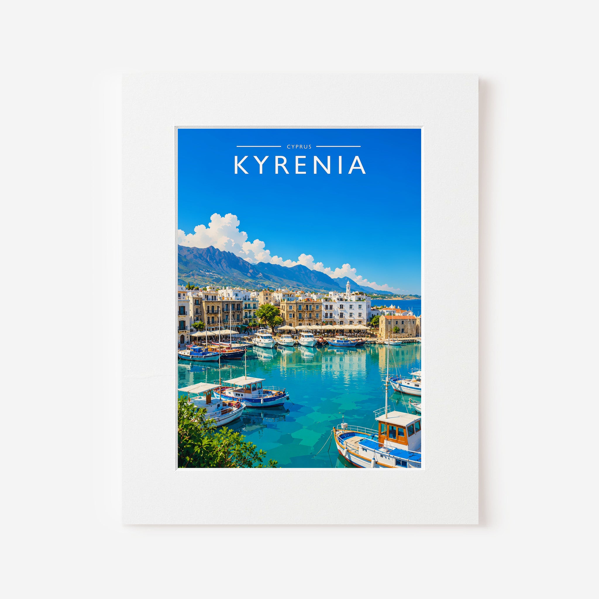 Kyrenia Travel Poster in a white mount