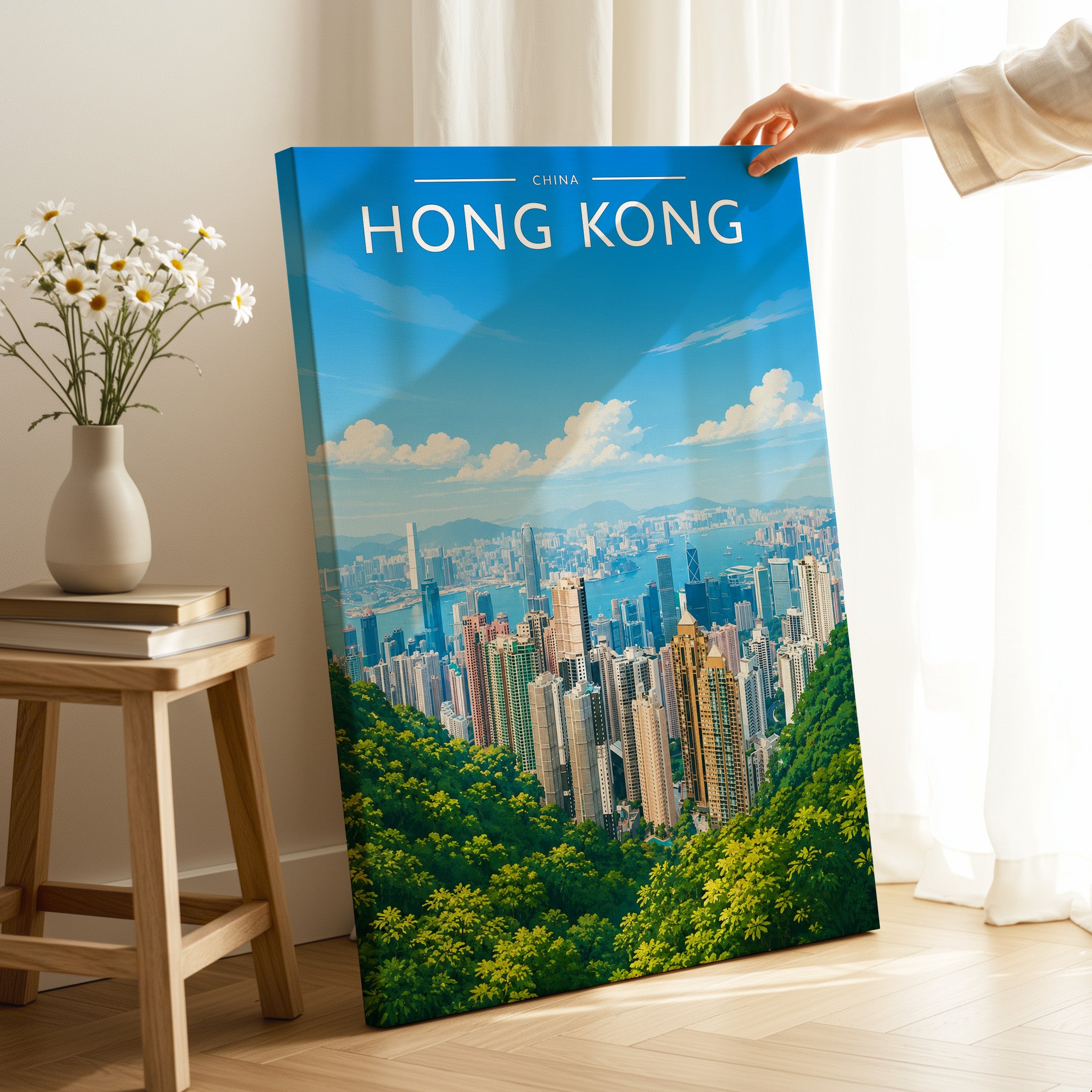 Hong Kong #2 Travel Poster as a gallery-wrapped canvas