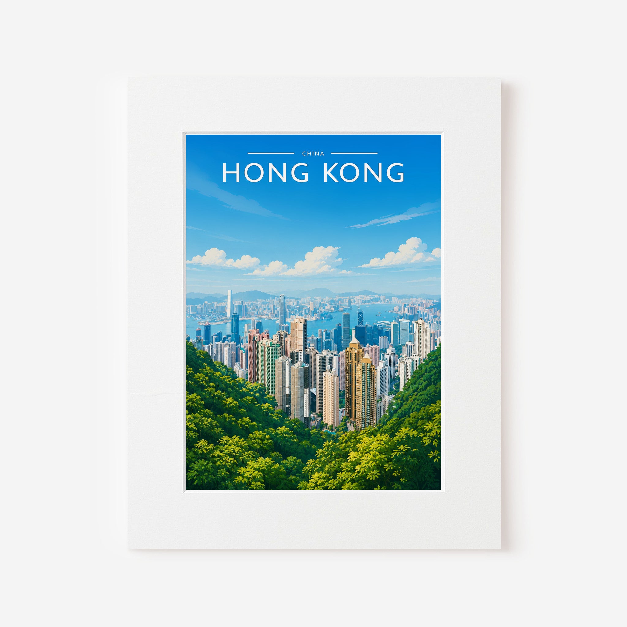 Hong Kong #2 Travel Poster in a white mount