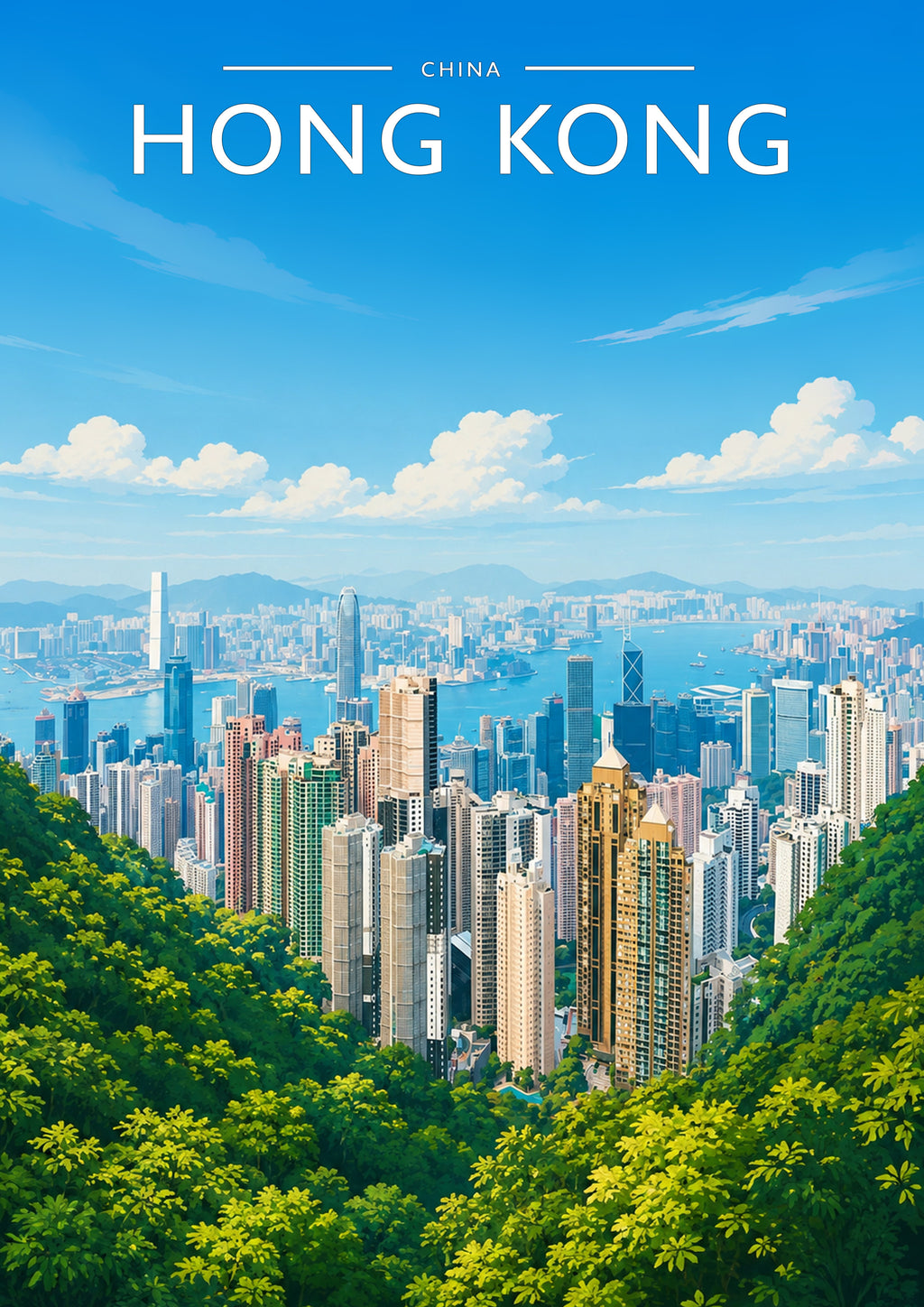 Hong Kong #2 Travel Poster - A4 travel poster print