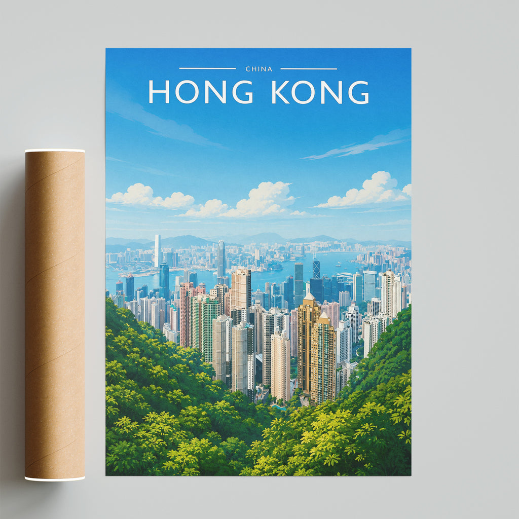 Hong Kong #2 Travel Poster - fine art print with shipping tube