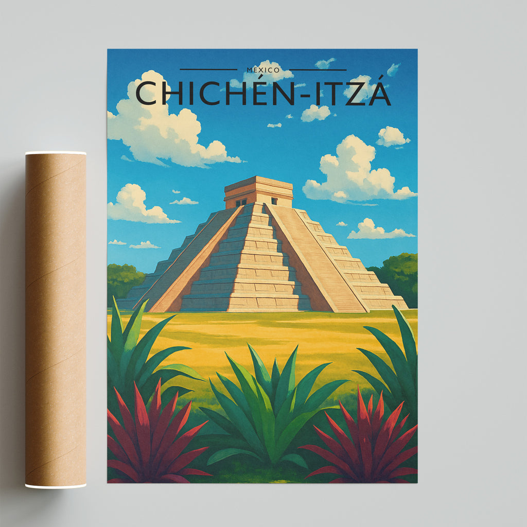 Chichén-Itzá Travel Poster - fine art print with shipping tube