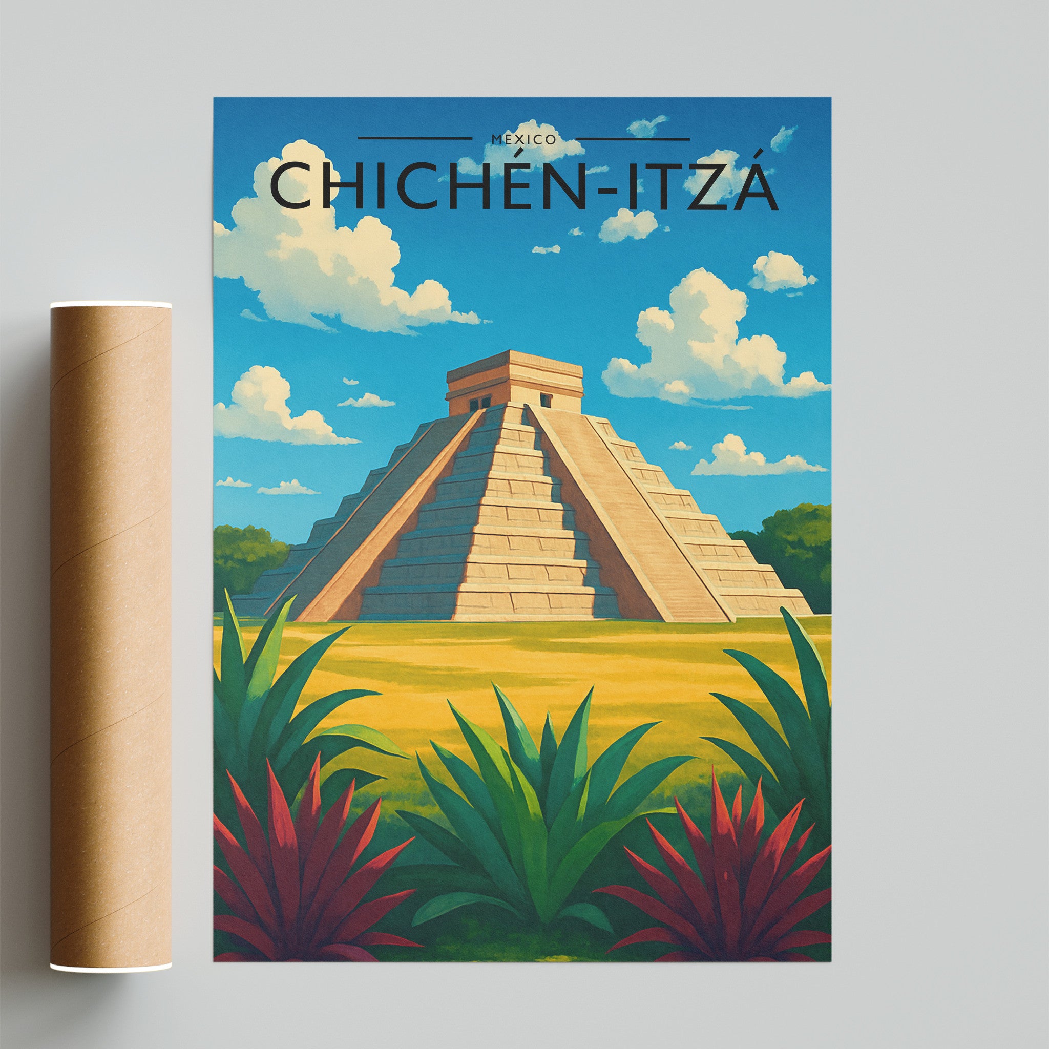 Chichén-Itzá Travel Poster - fine art print with shipping tube