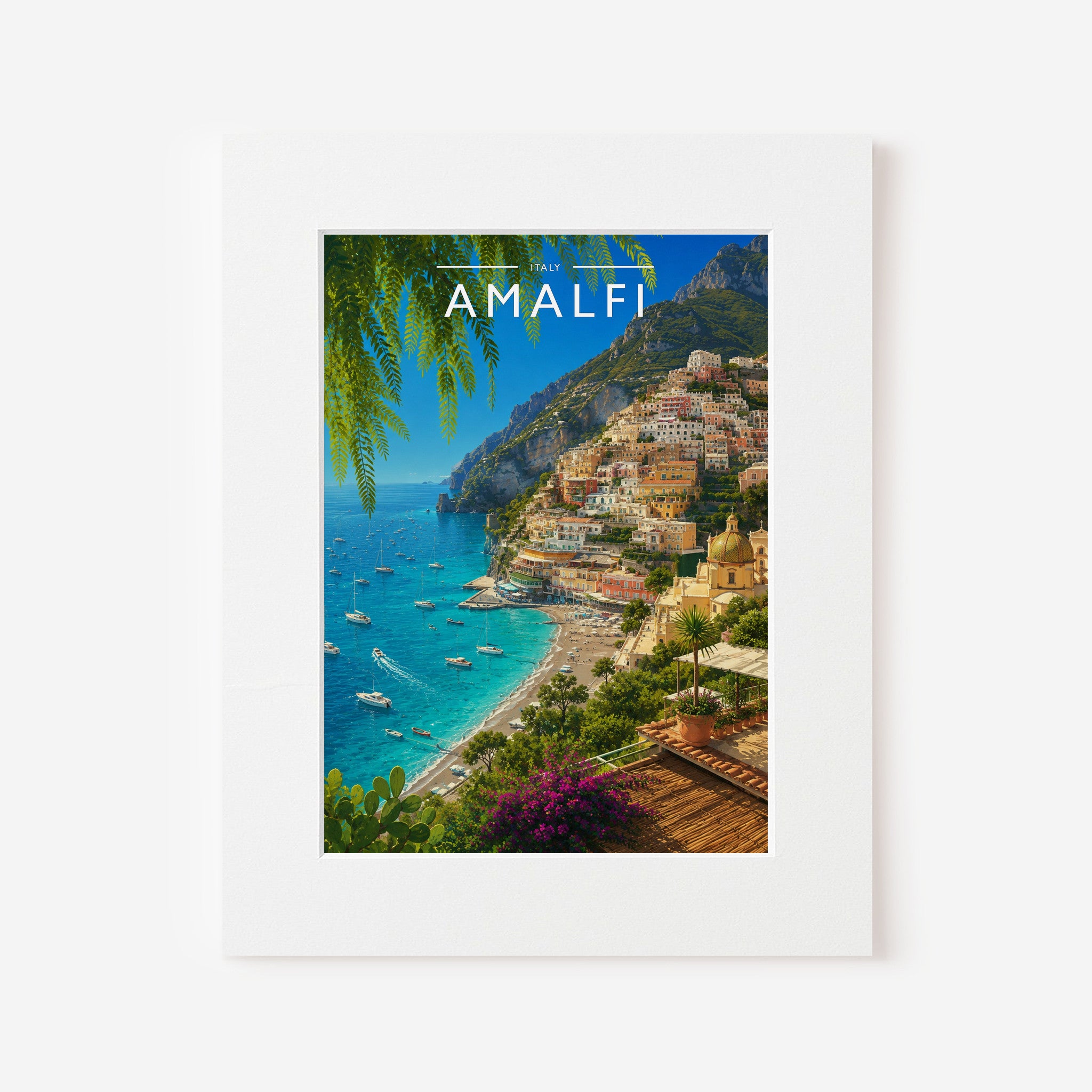 Amalfi Travel Poster in a white mount