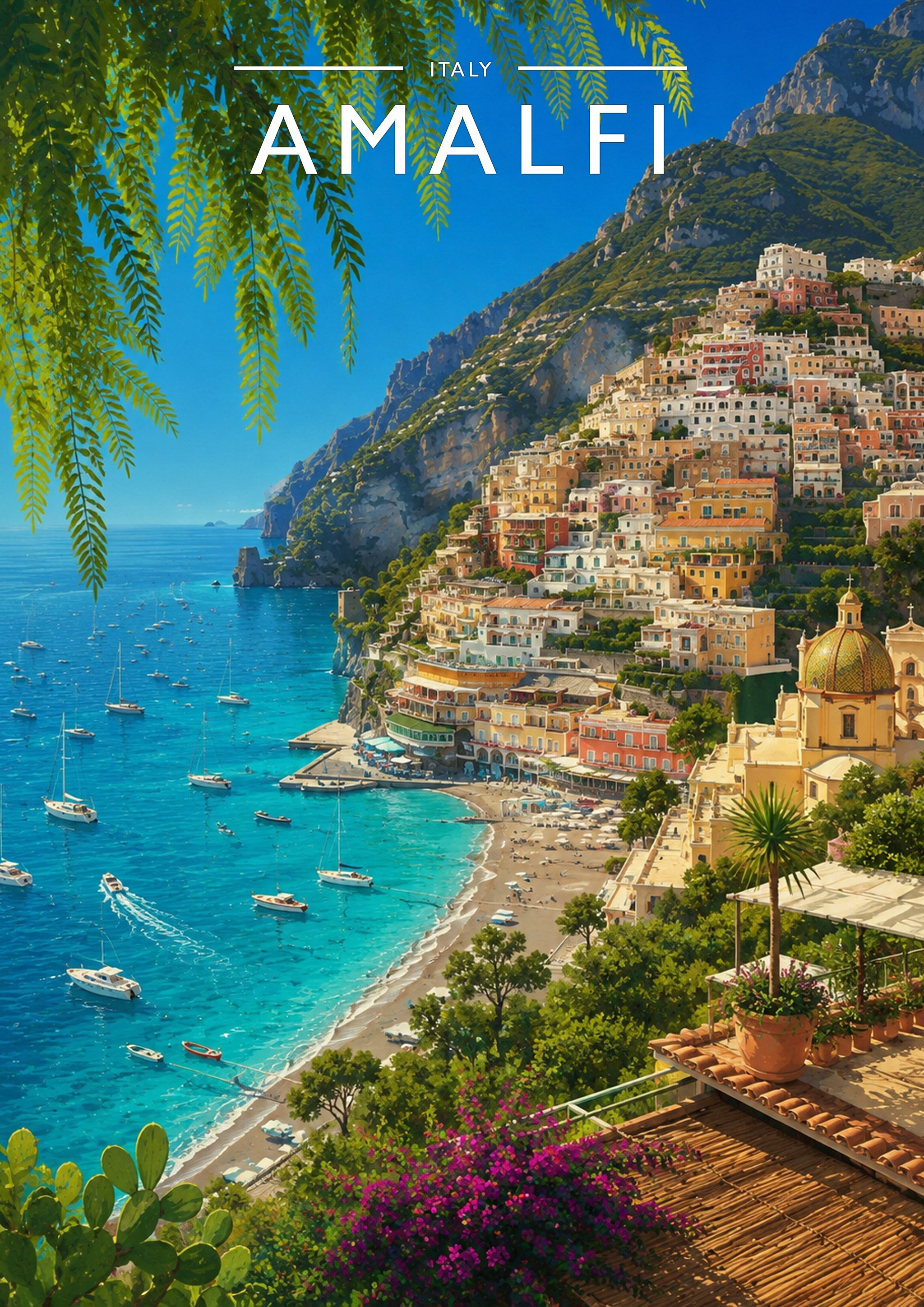 Amalfi Travel Poster - A4 travel poster print