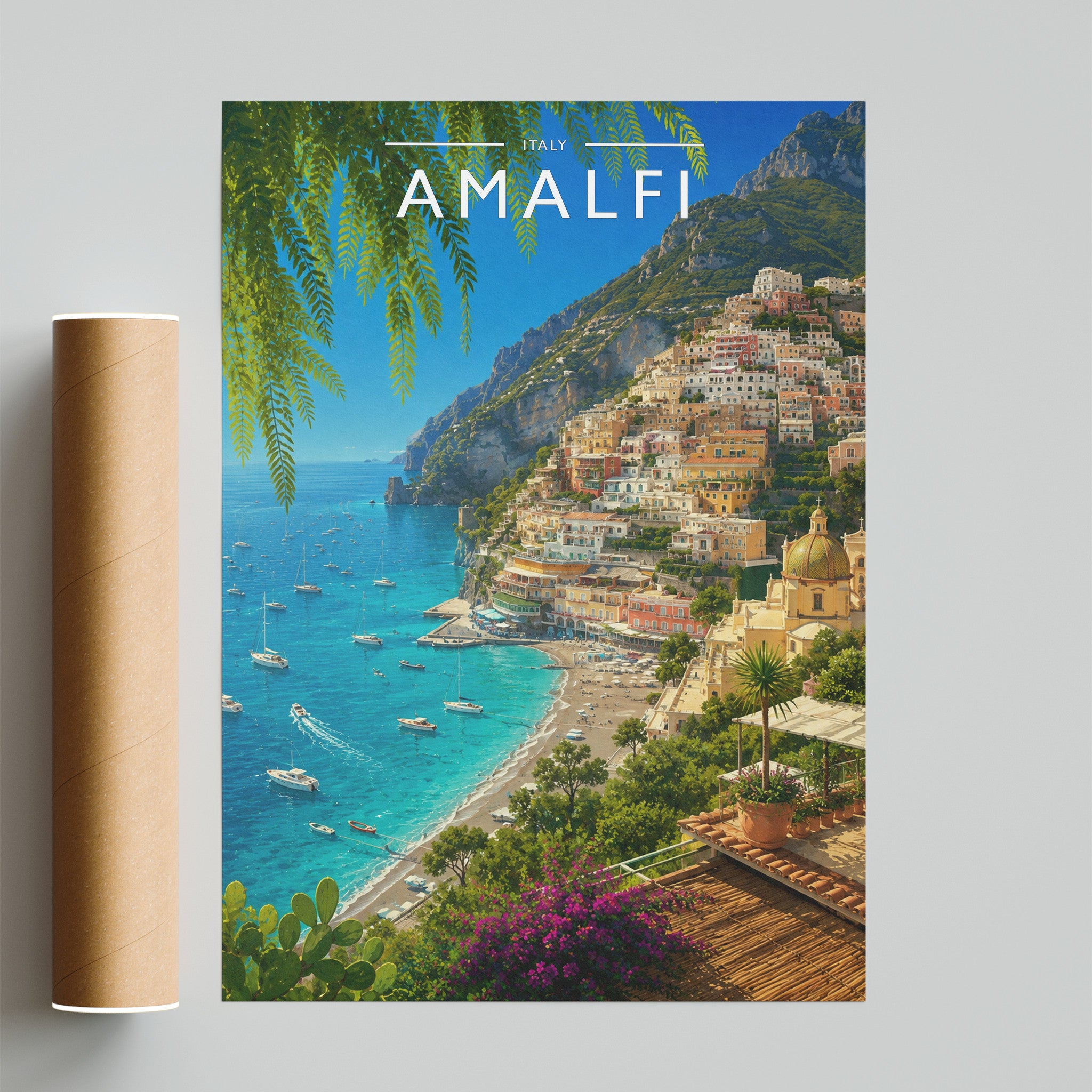 Amalfi Travel Poster - fine art print with shipping tube