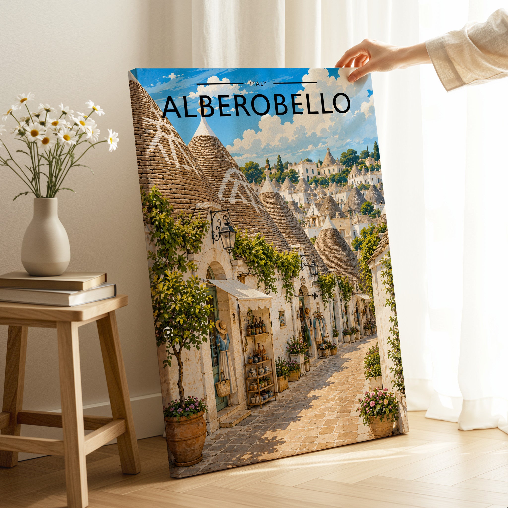Alberobello Travel Poster as a gallery-wrapped canvas