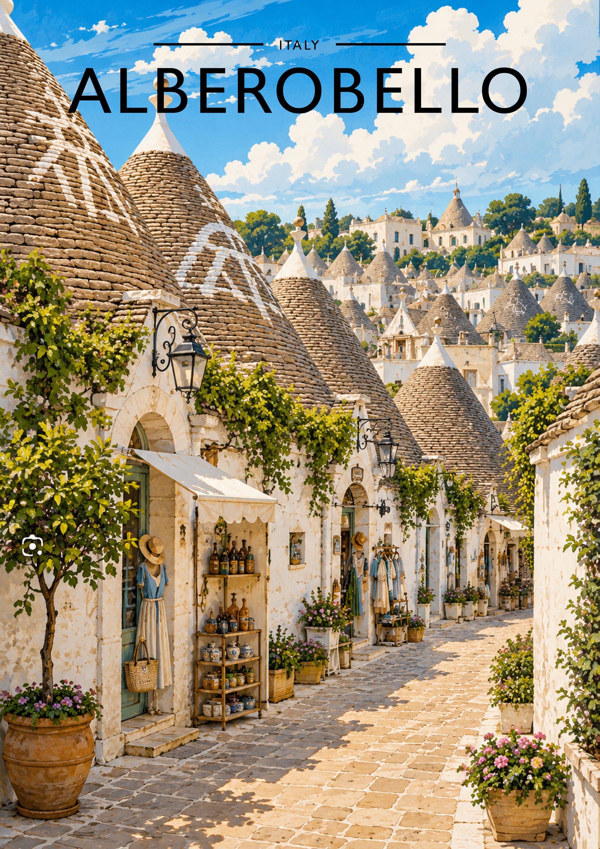 Alberobello Travel Poster - A4 travel poster print